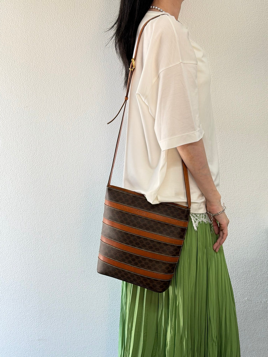 Celine Macadam Border Stripes Shoulder Bag