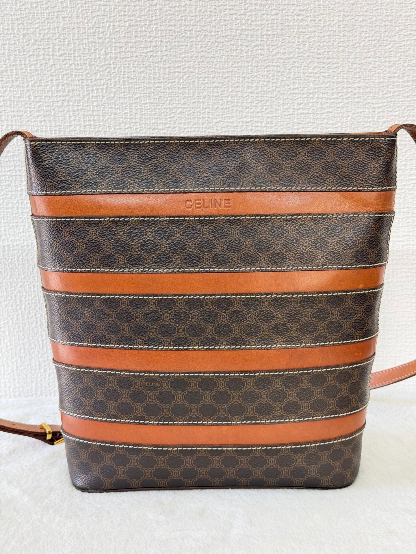 Celine Macadam Border Stripes Shoulder Bag