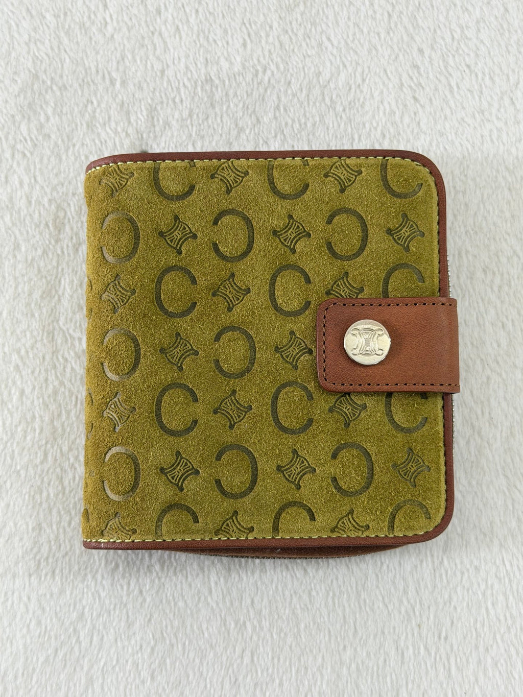 CELINE C Macadam Suede Bifold Wallet