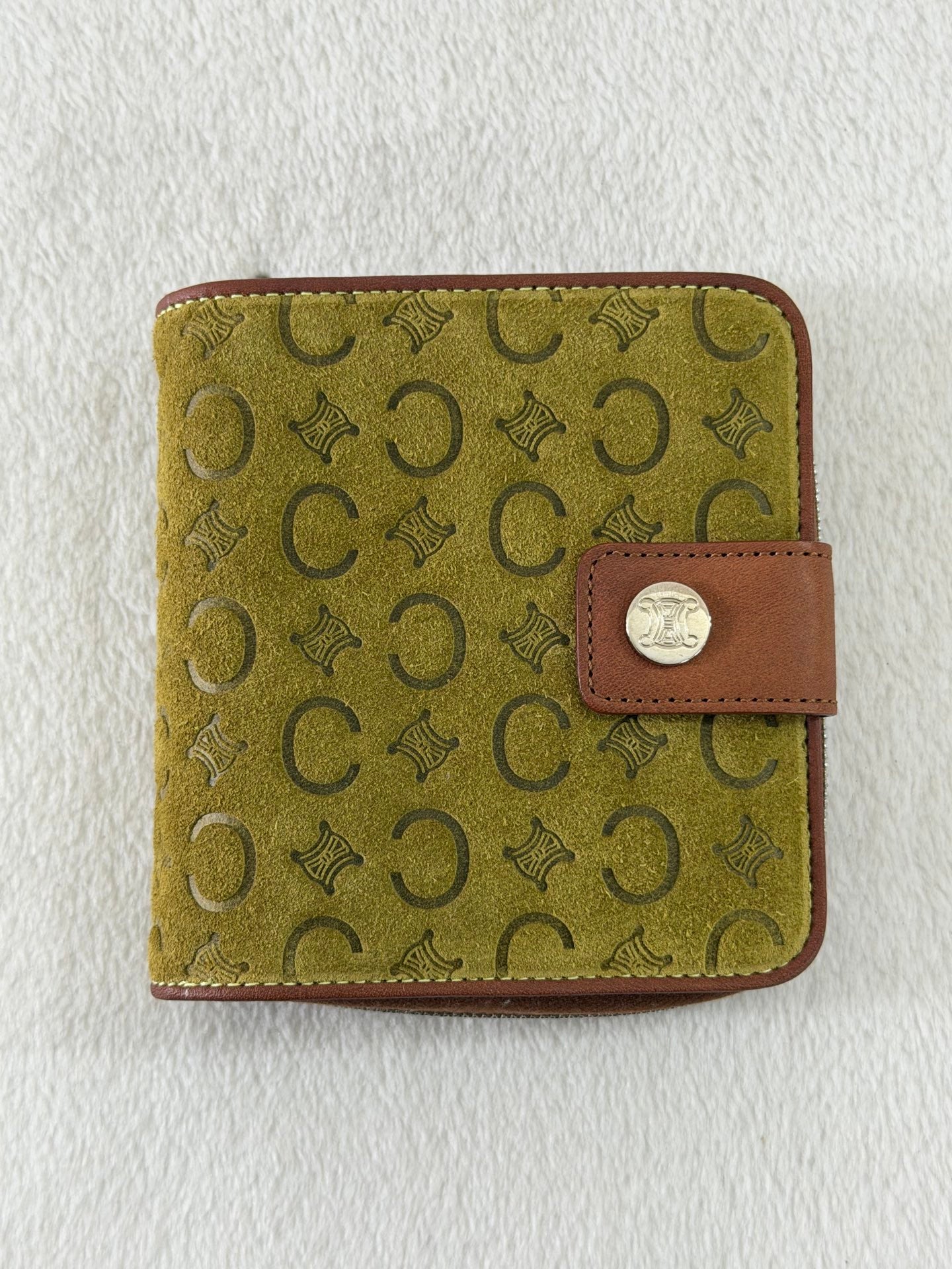 CELINE C Macadam Suede Bifold Wallet