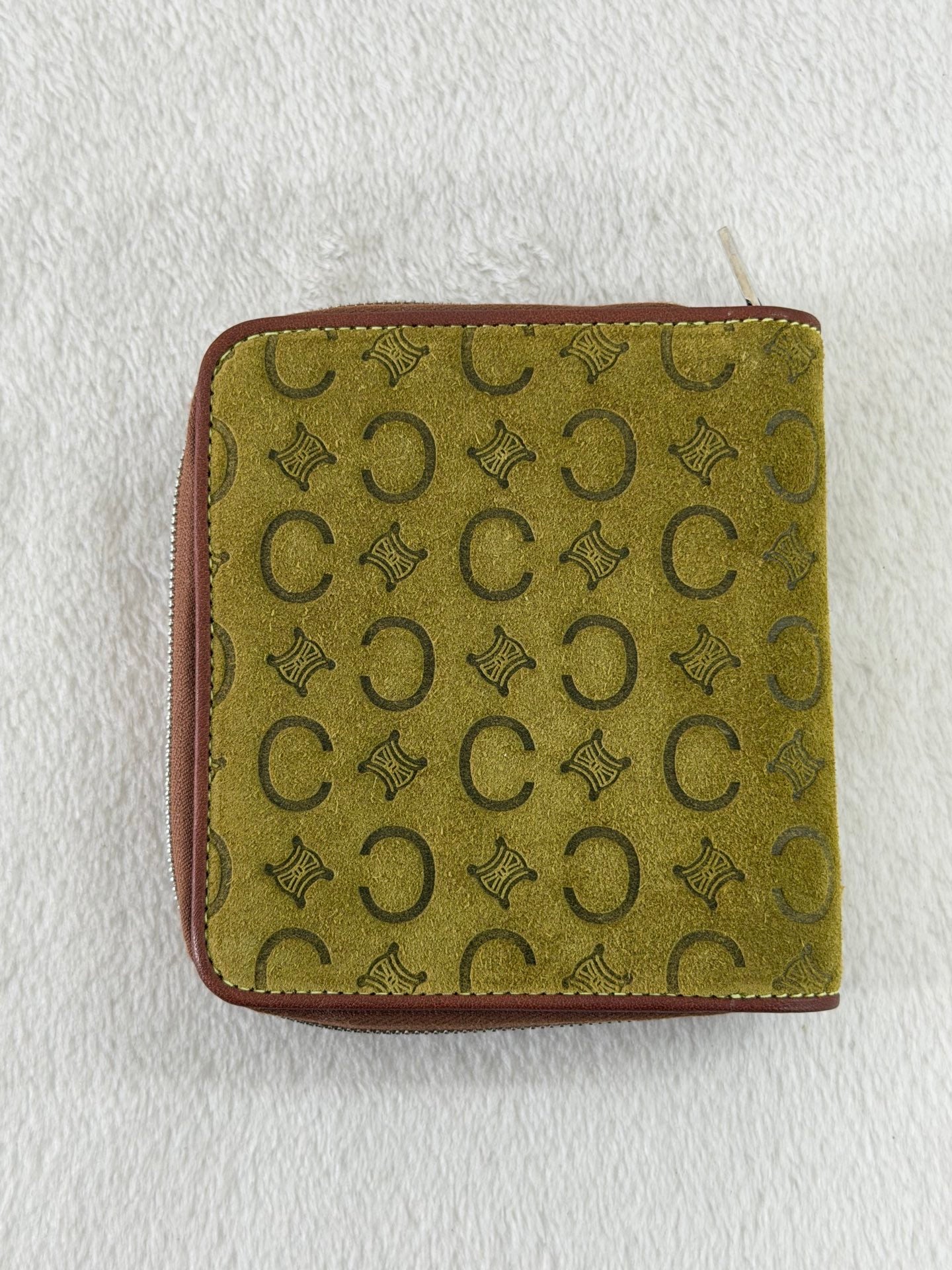 CELINE C Macadam Suede Bifold Wallet