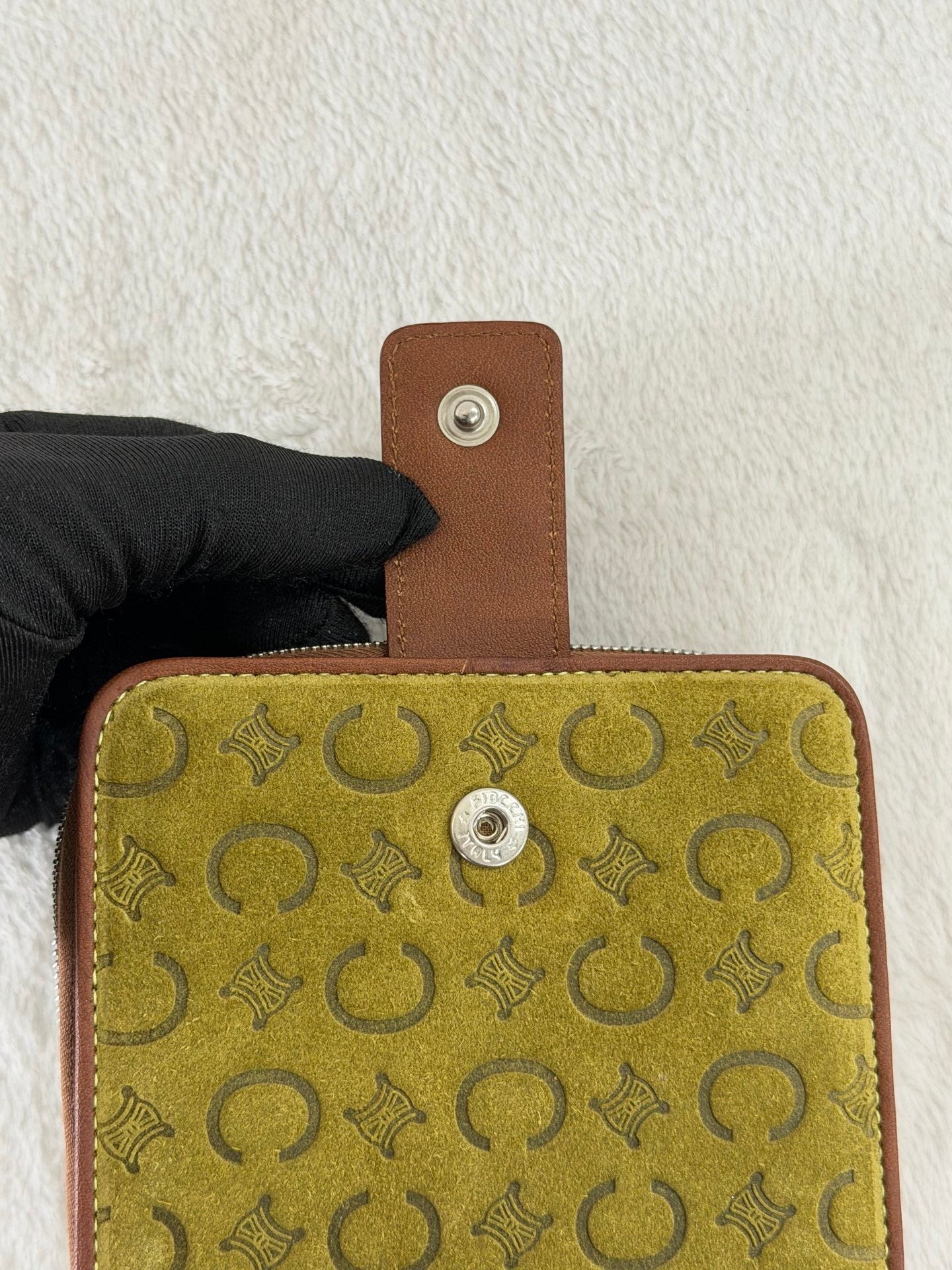 CELINE C Macadam Suede Bifold Wallet
