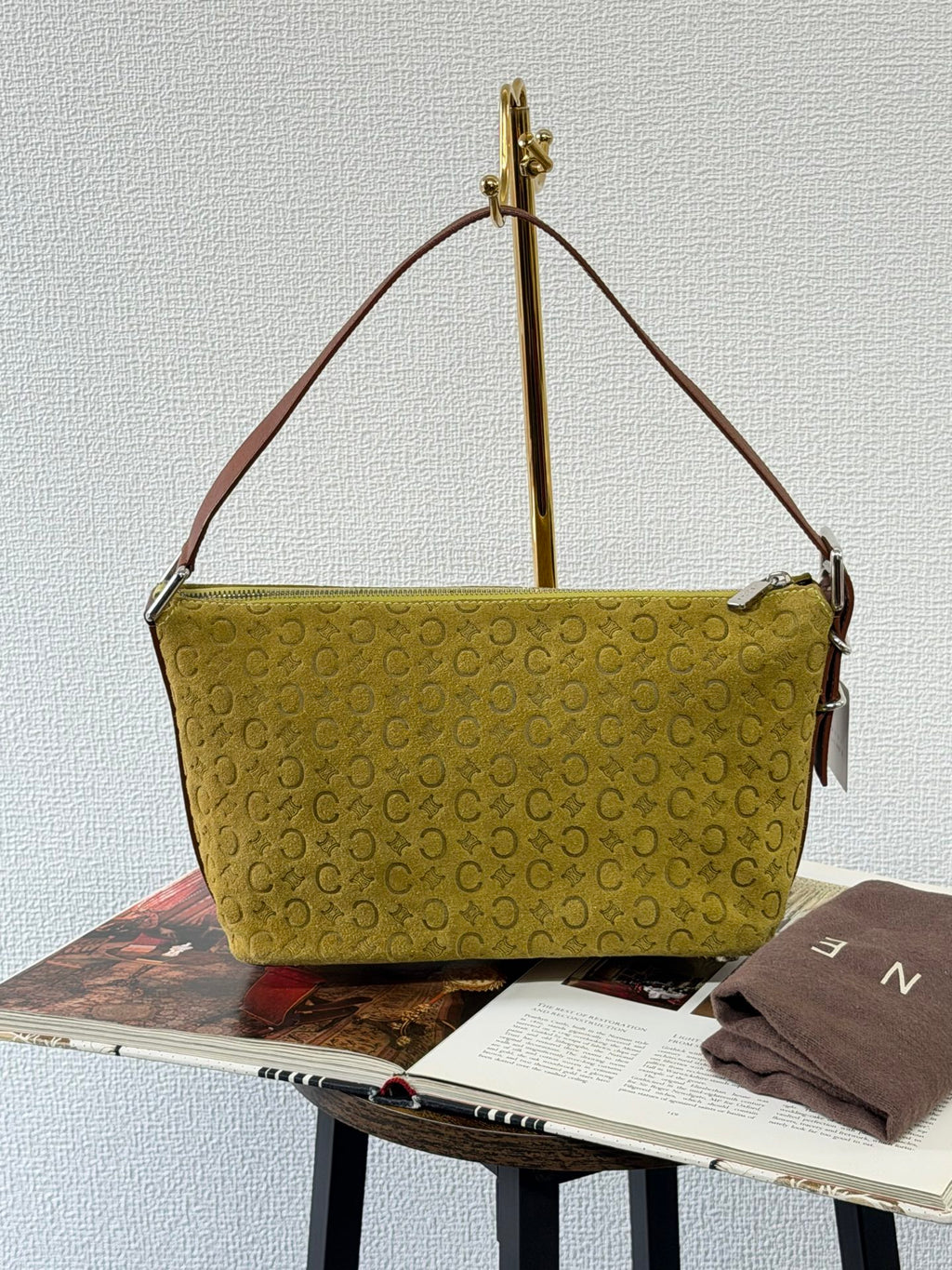 CELINE C Macadam Suede Accessory Pouch