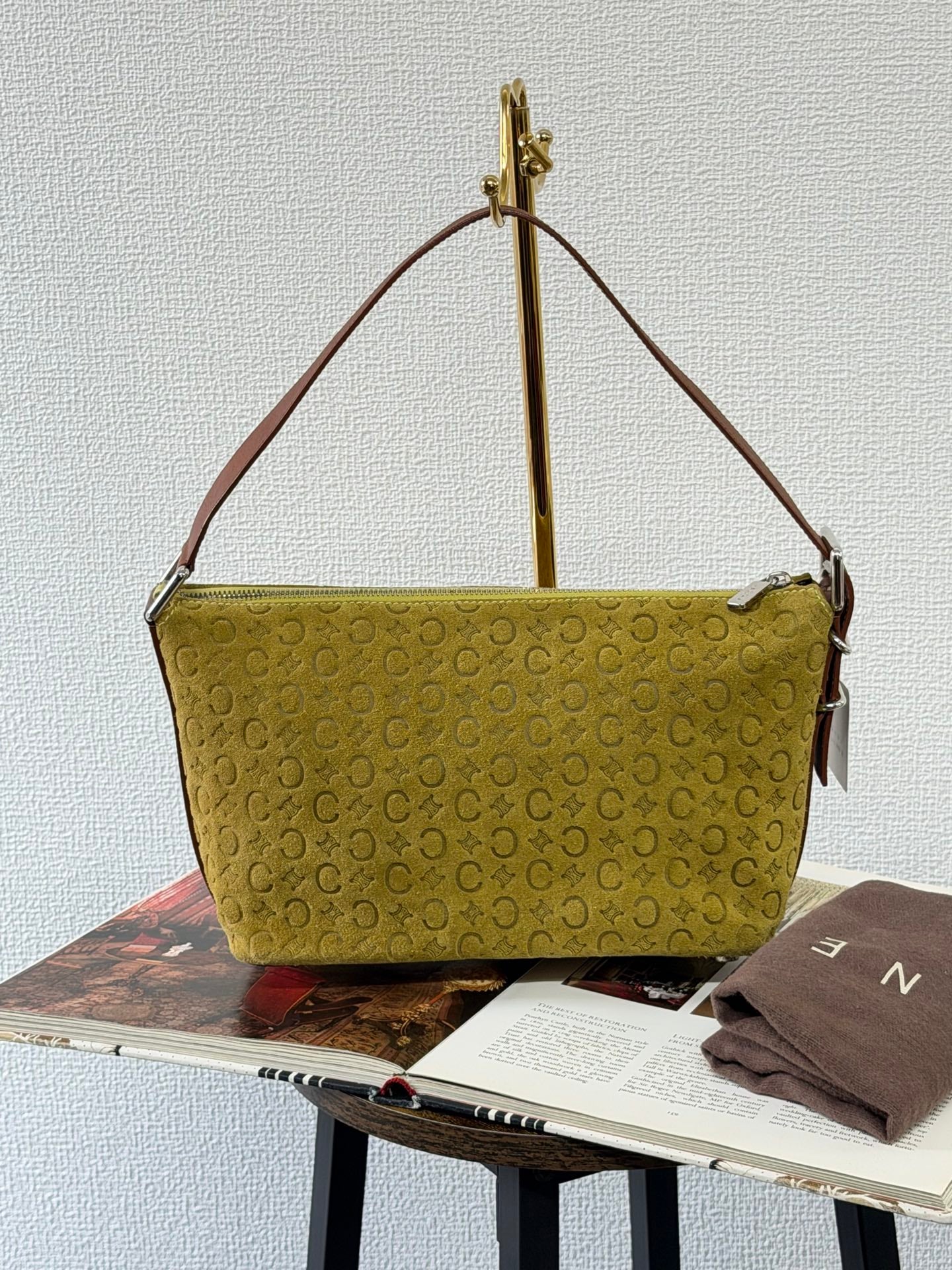 CELINE C Macadam Suede Accessory Pouch
