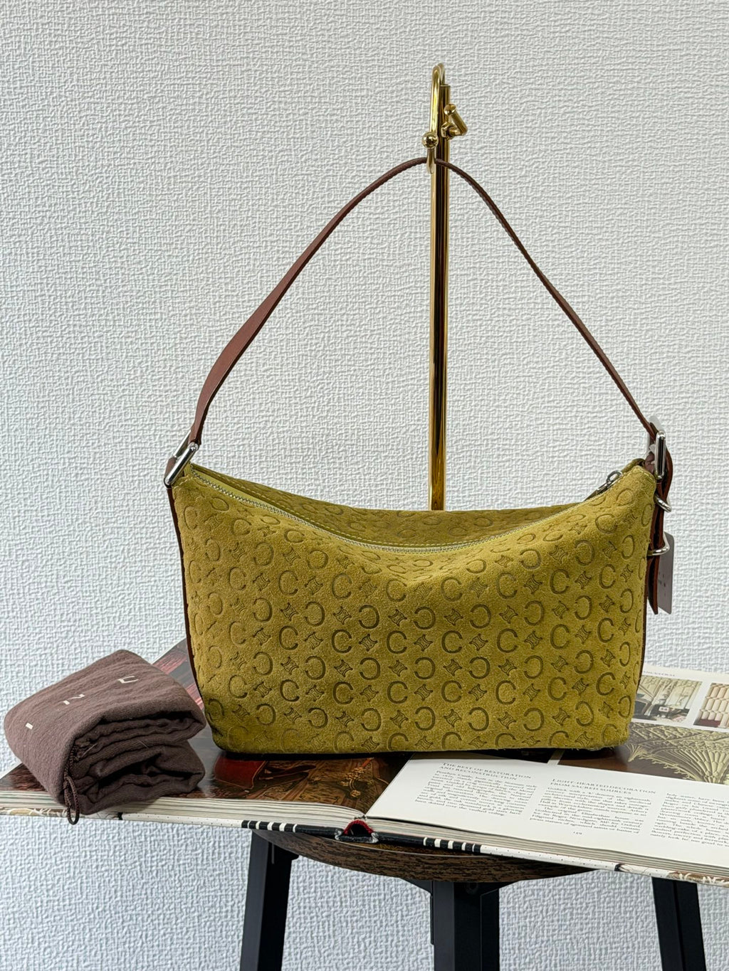 CELINE C Macadam Suede Accessory Pouch