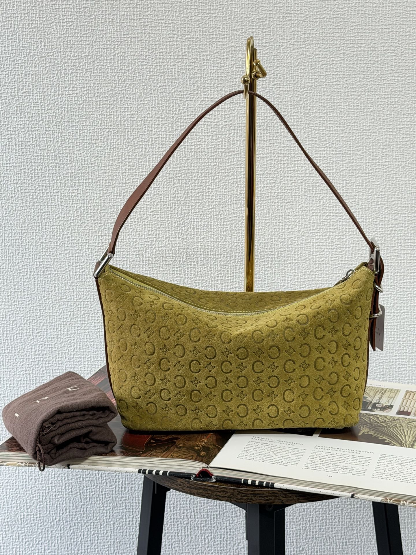 CELINE C Macadam Suede Accessory Pouch