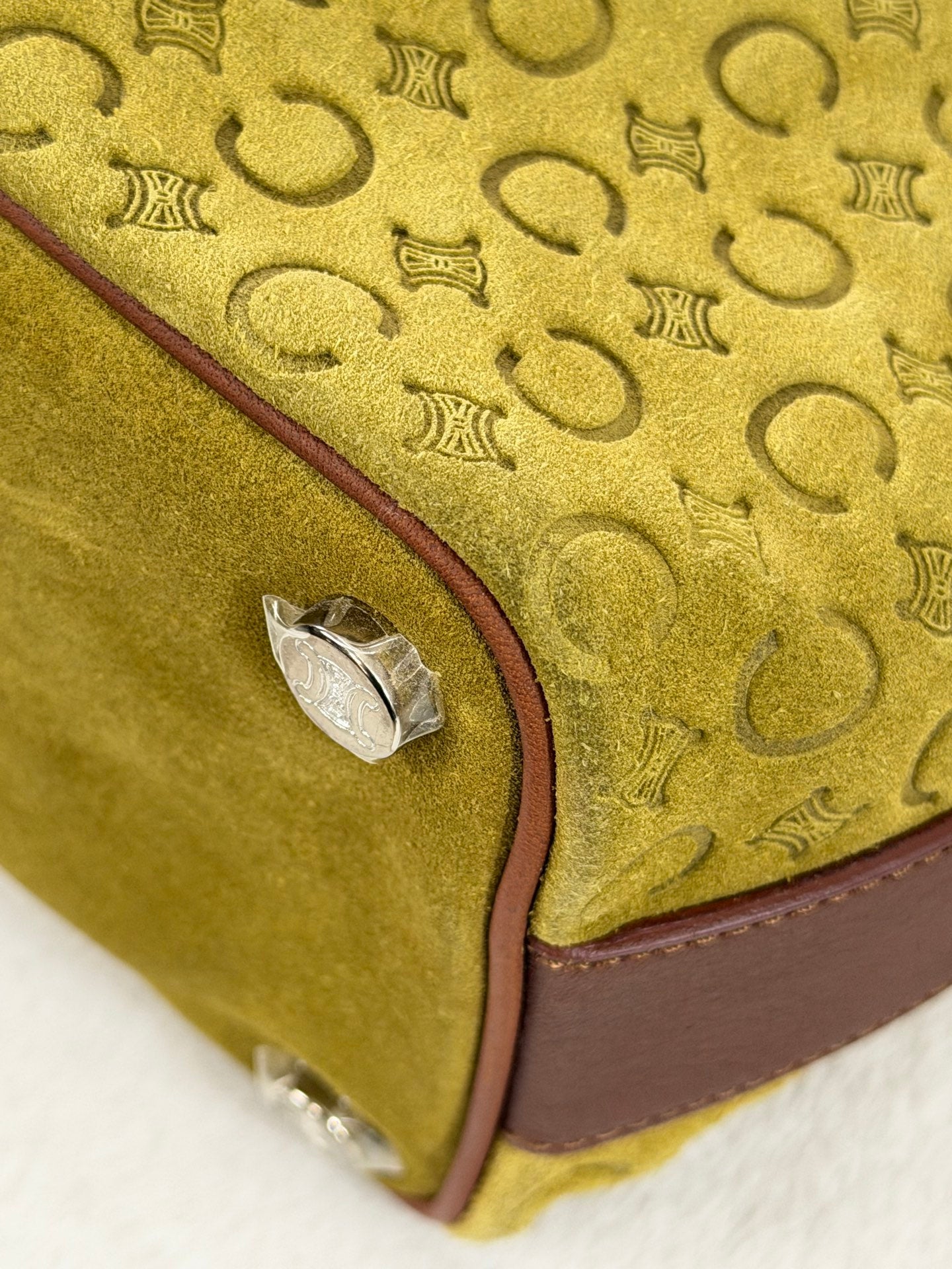 CELINE C Macadam Suede Accessory Pouch