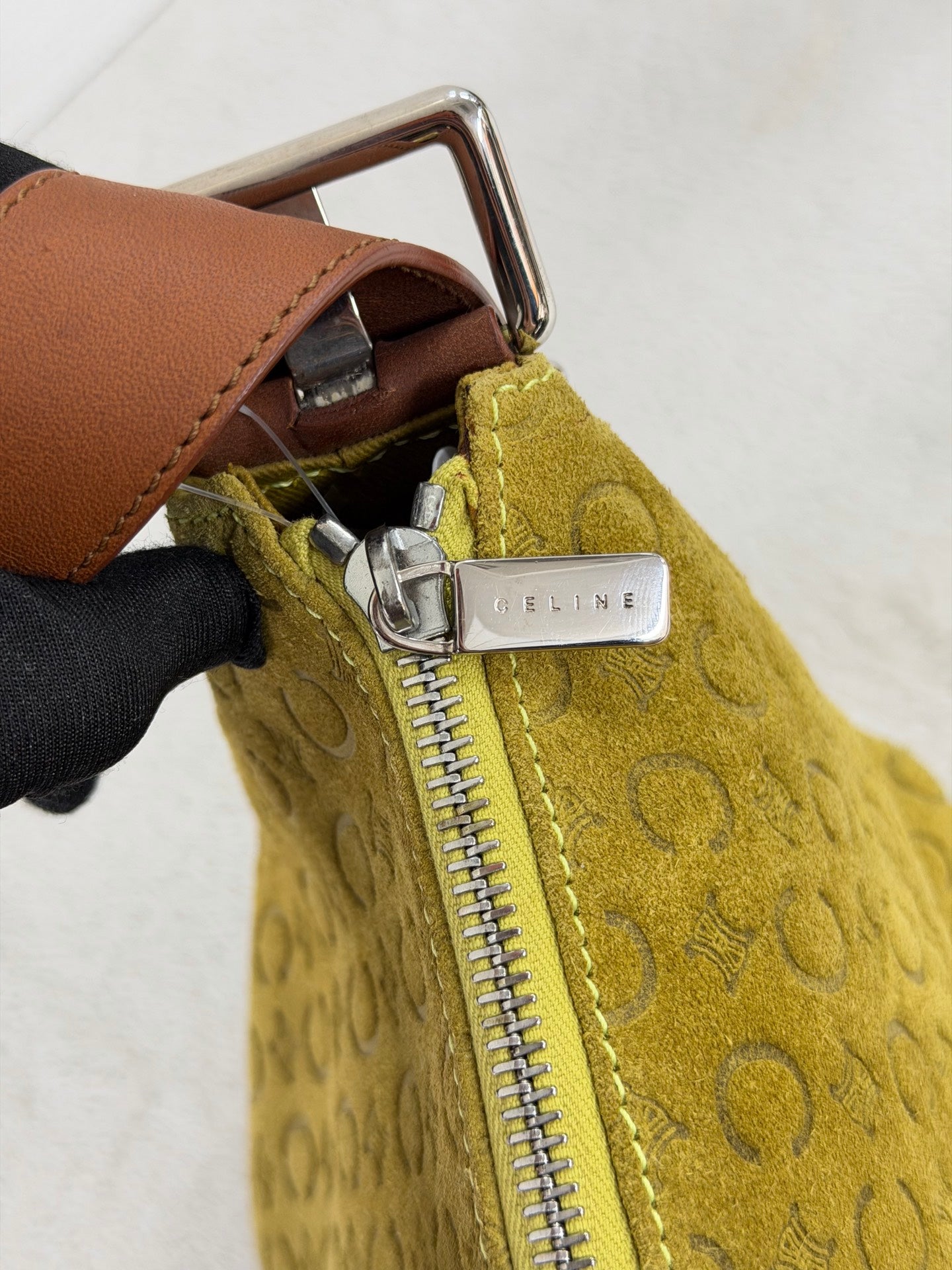 CELINE C Macadam Suede Accessory Pouch