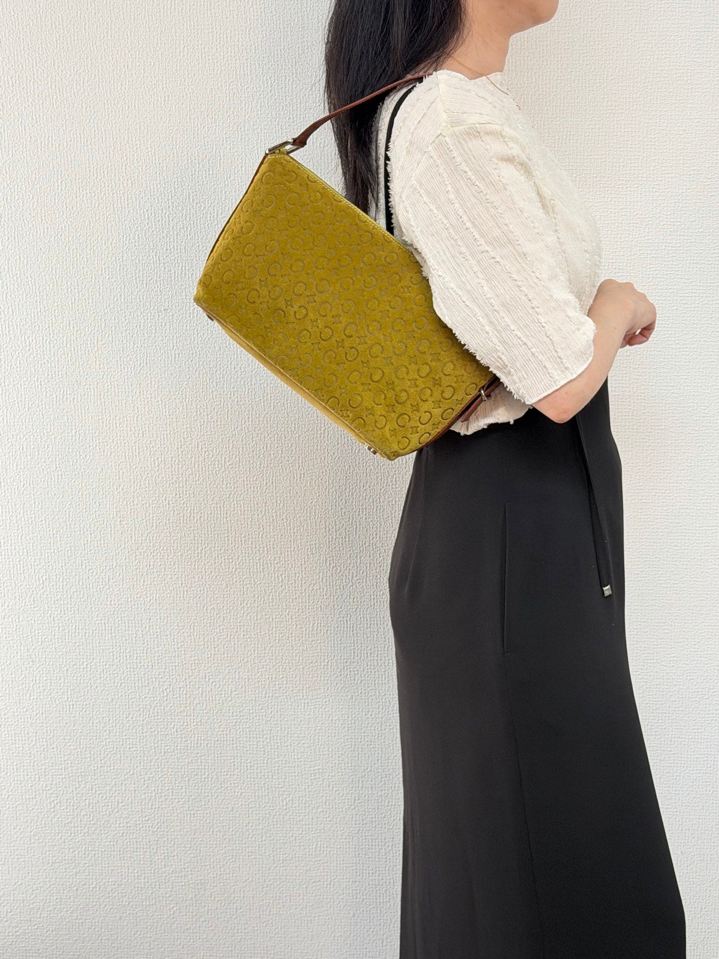 CELINE C Macadam Suede Accessory Pouch