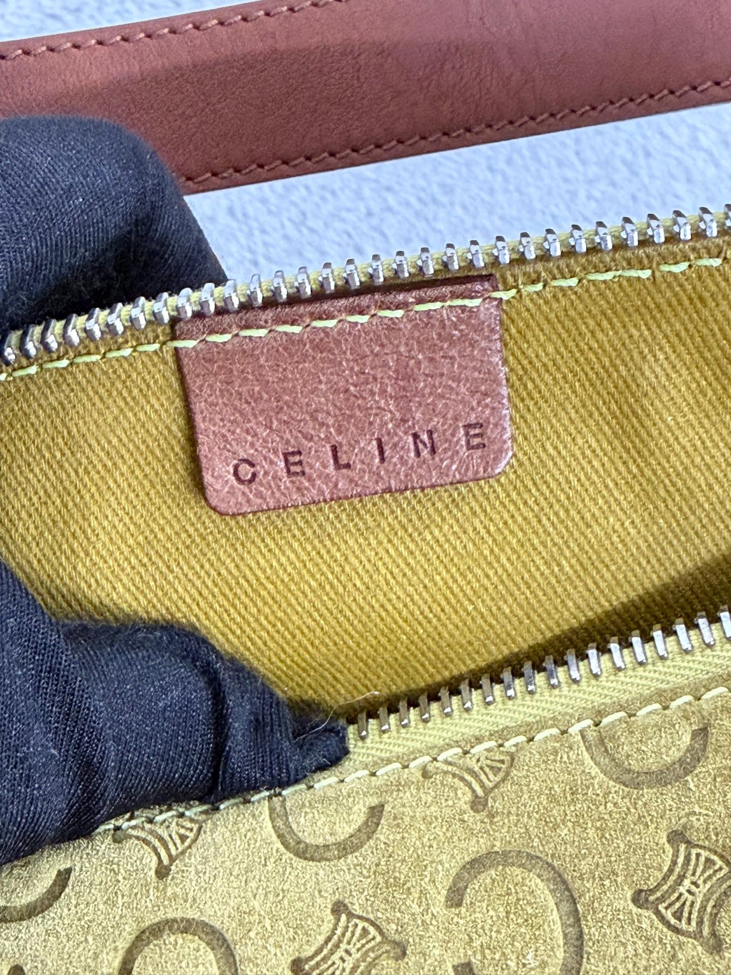 CELINE C Macadam Suede Accessory Pouch