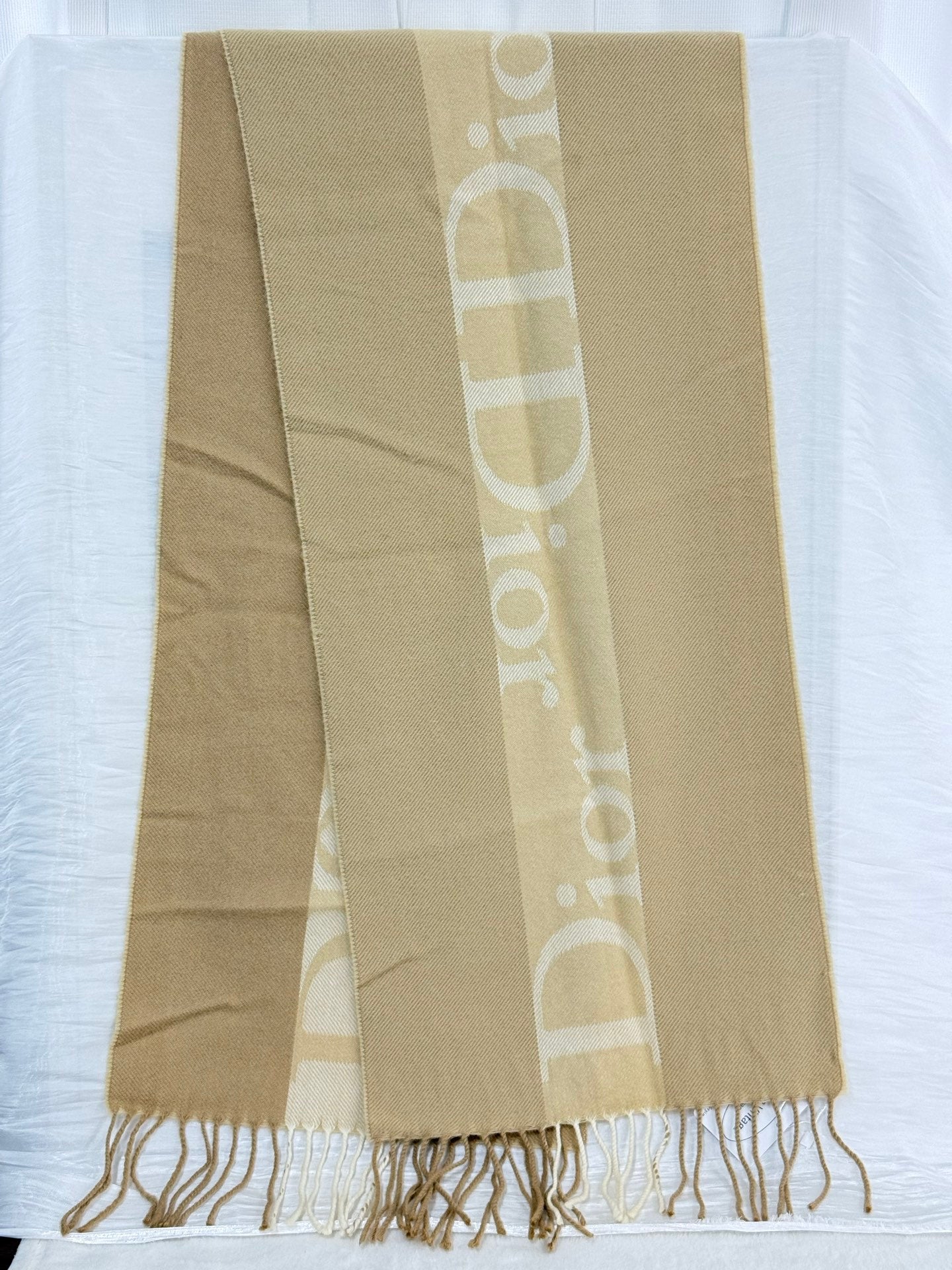 Christian Dior Vintage Logo Fringed Scarf
