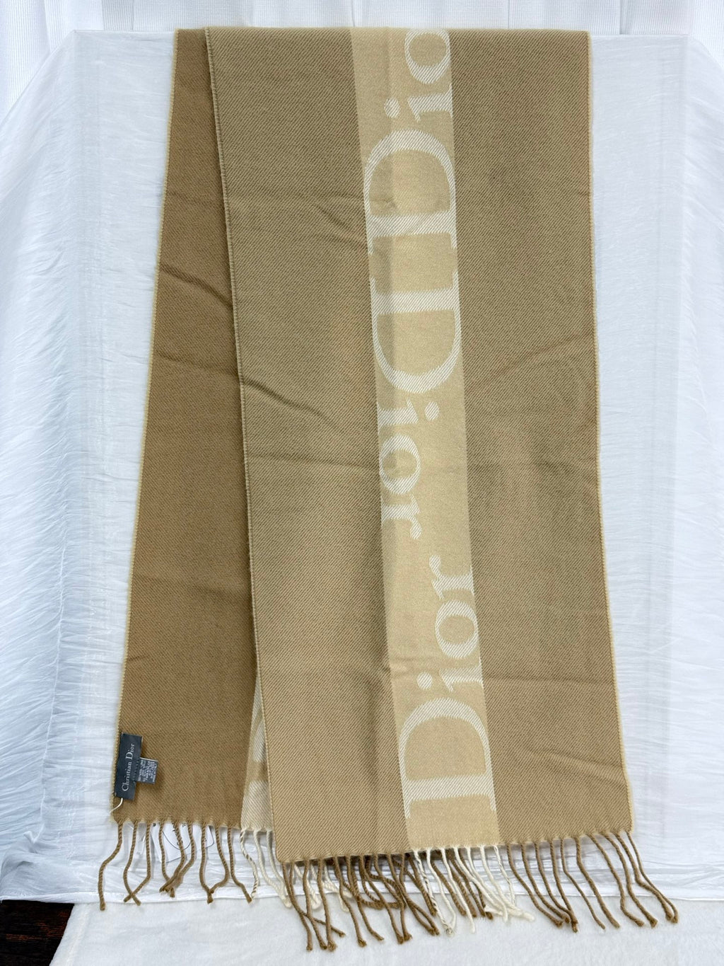 Christian Dior Vintage Logo Fringed Scarf