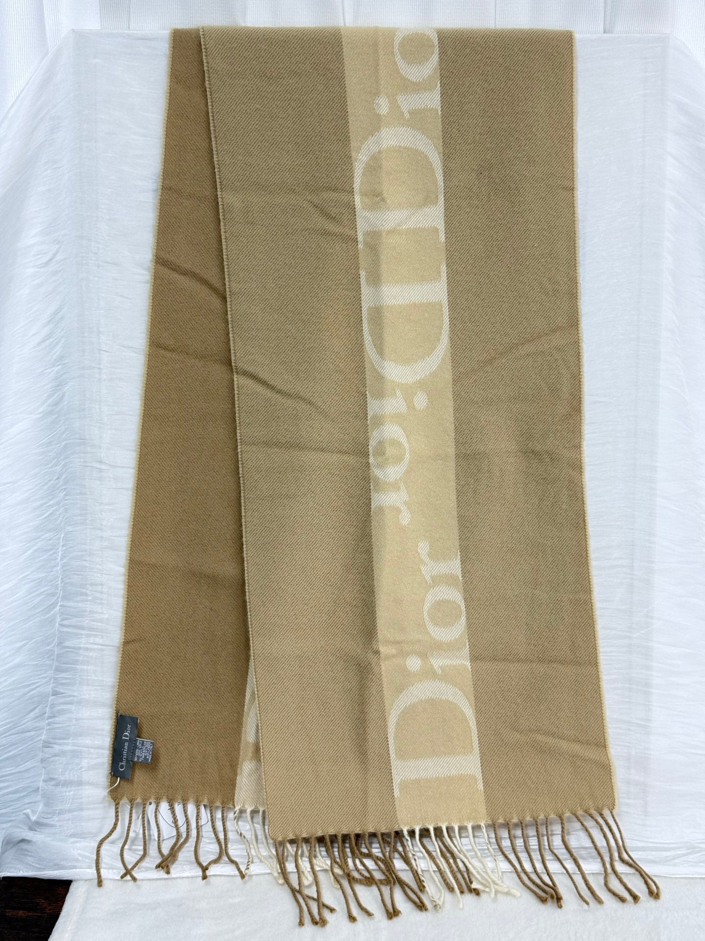 Christian Dior Vintage Logo Fringed Scarf