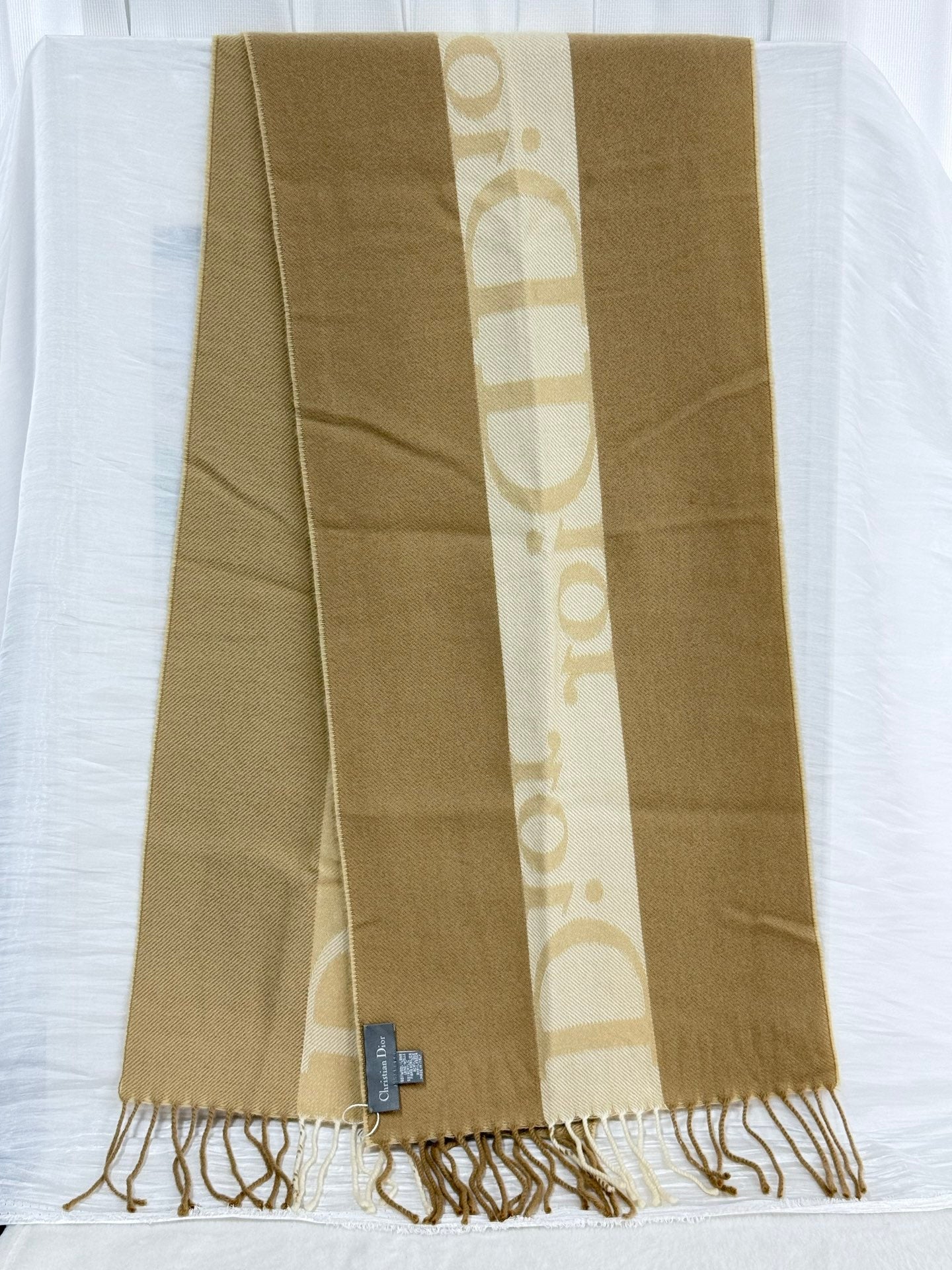 Christian Dior Vintage Logo Fringed Scarf