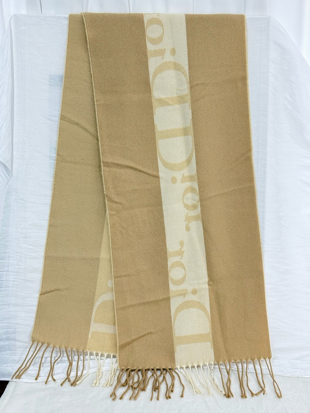 Christian Dior Vintage Logo Fringed Scarf