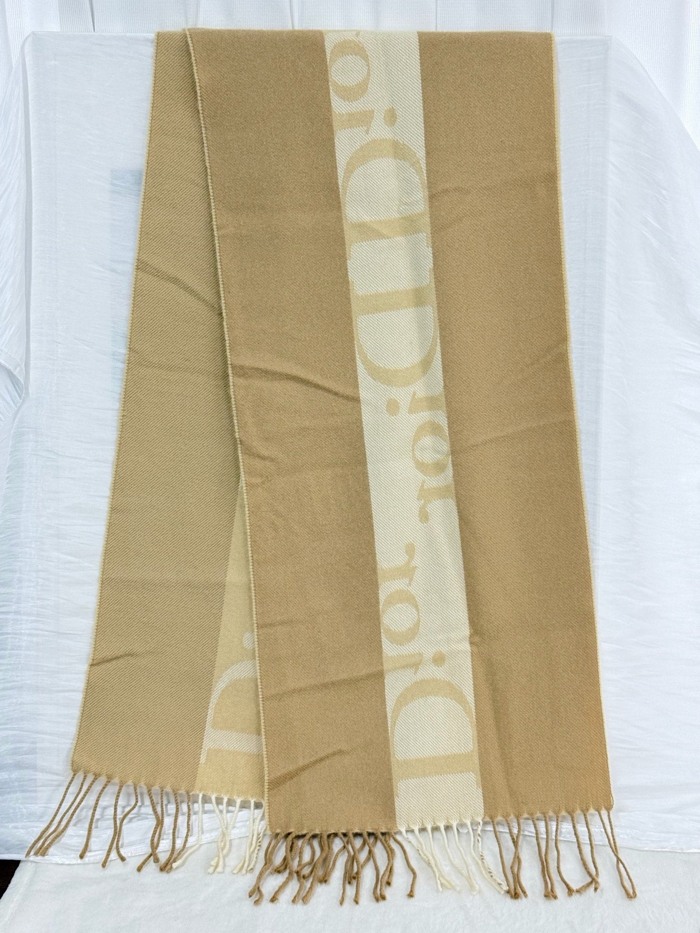 Christian Dior Vintage Logo Fringed Scarf