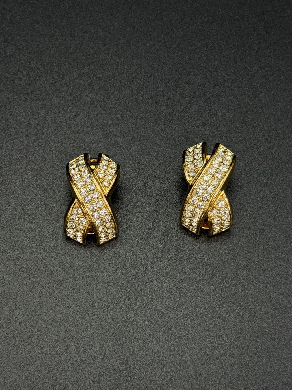 Christian Dior Criss-Cross Clip-On Crystals Earrings