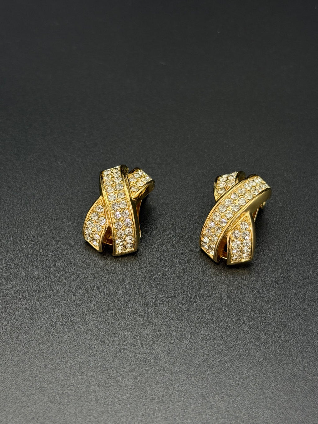 Christian Dior Criss-Cross Clip-On Crystals Earrings