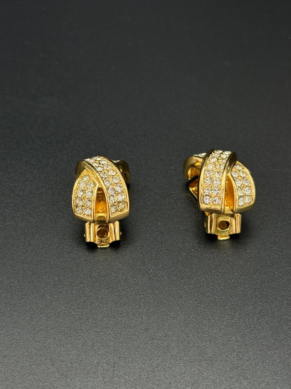 Christian Dior Criss-Cross Clip-On Crystals Earrings