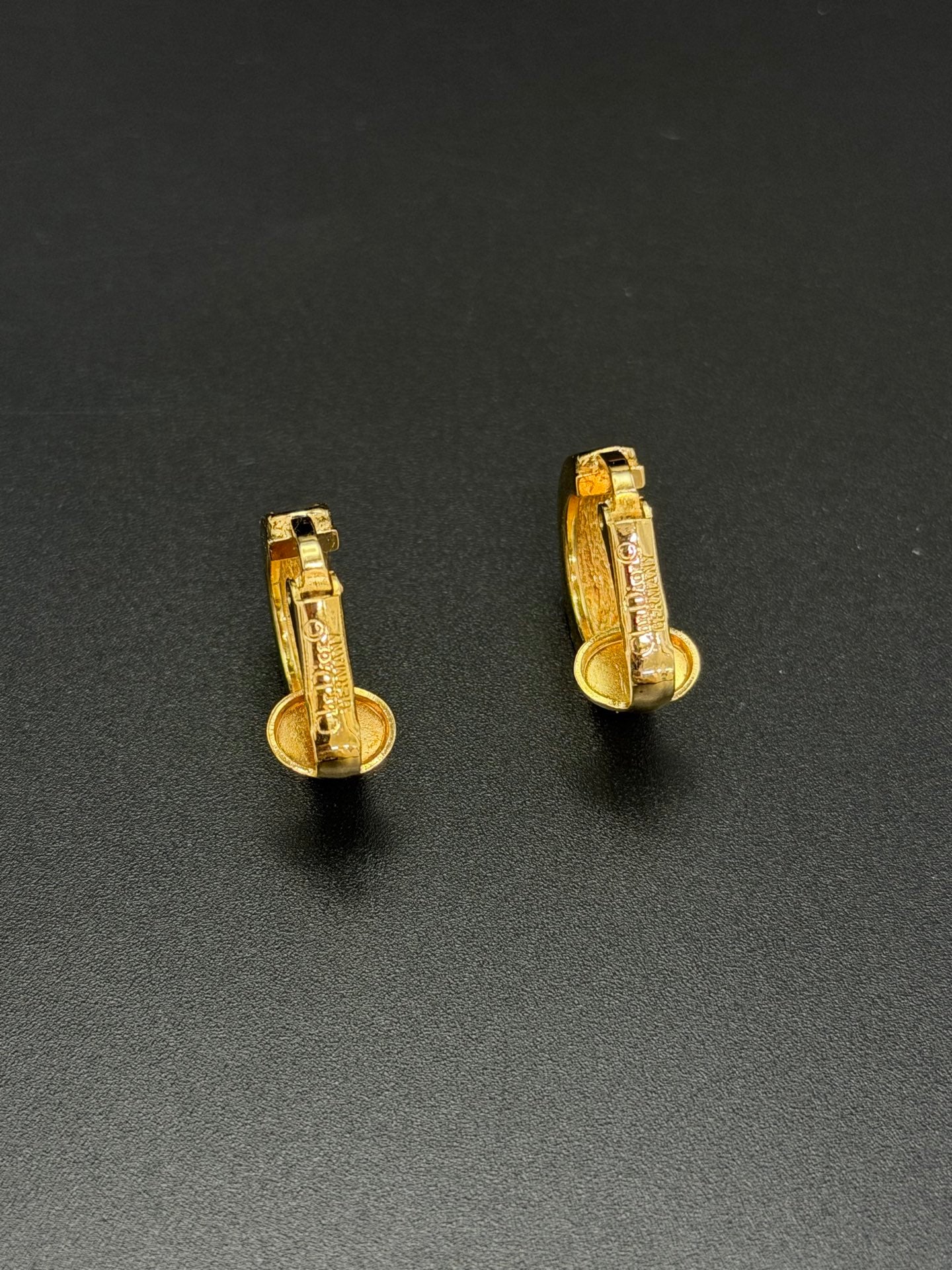 Christian Dior Vintage Rhinestone Half Hoop Clip-On Earrings