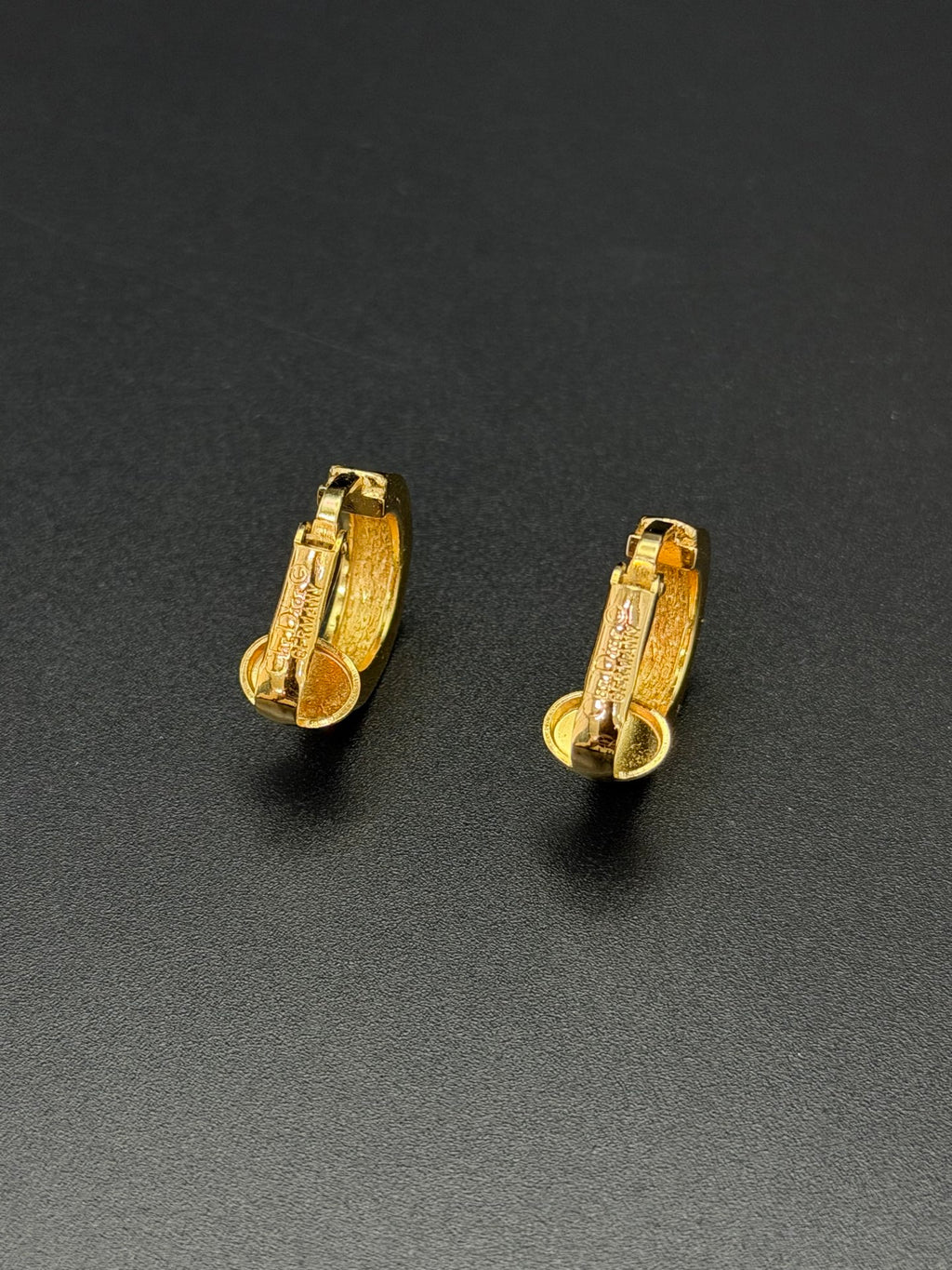 Christian Dior Vintage Rhinestone Half Hoop Clip-On Earrings