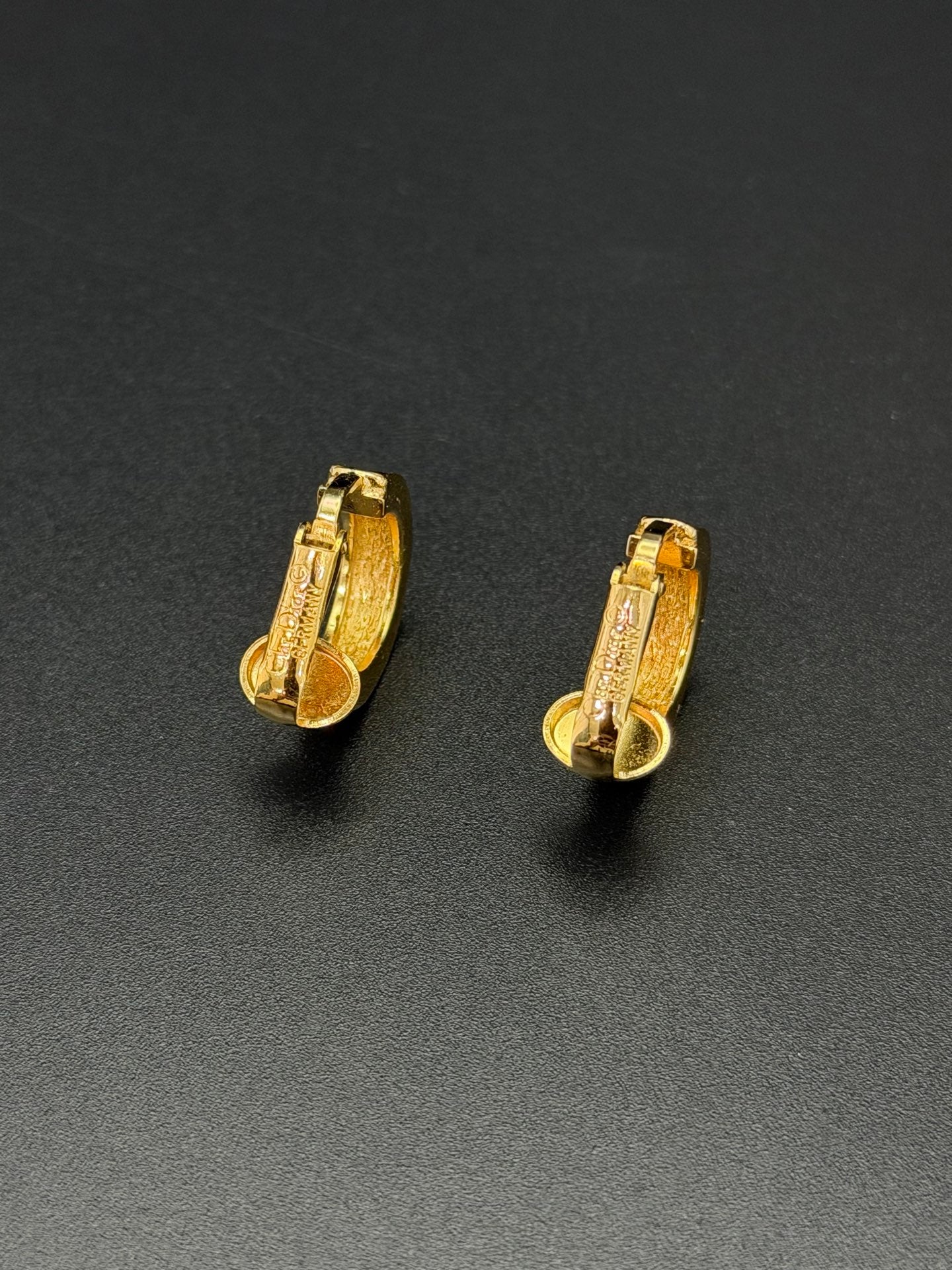 Christian Dior Vintage Rhinestone Half Hoop Clip-On Earrings