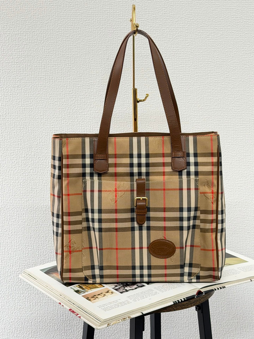 Burberrys Vintage Haymarket Check Tote Bag