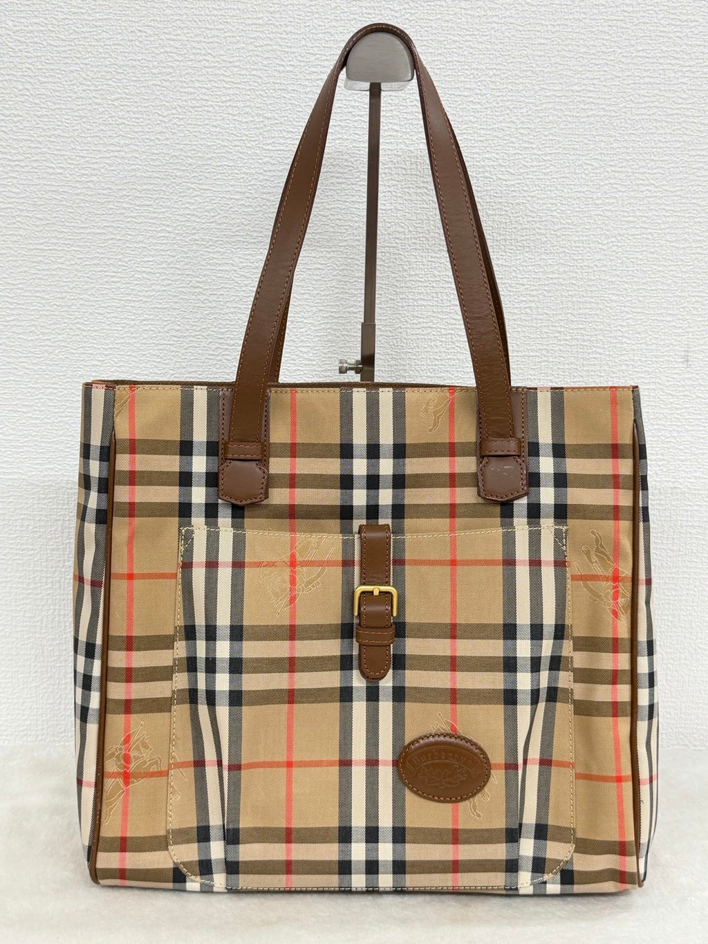 Burberrys Vintage Haymarket Check Tote Bag