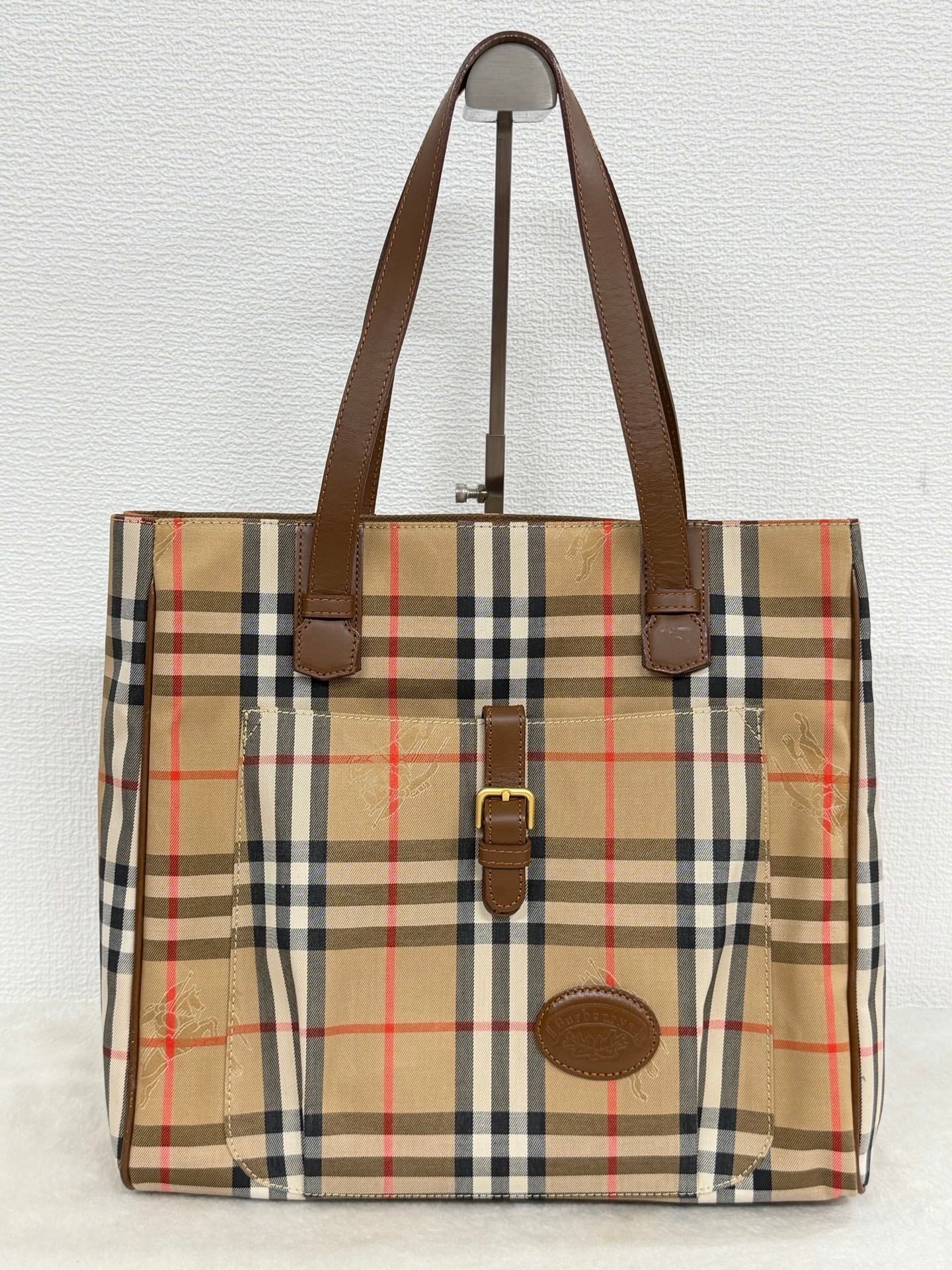 Burberrys Vintage Haymarket Check Tote Bag