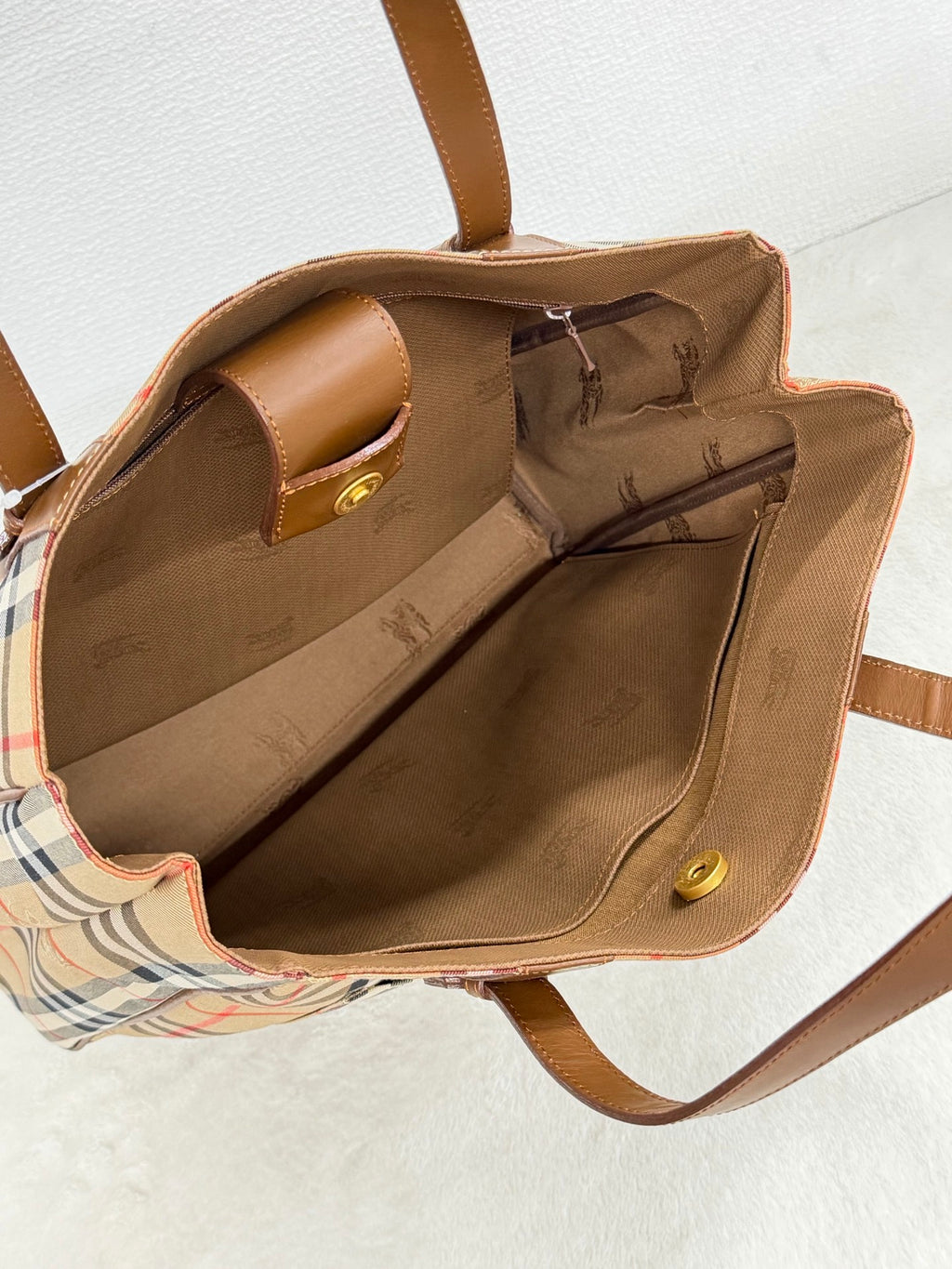 Burberrys Vintage Haymarket Check Tote Bag