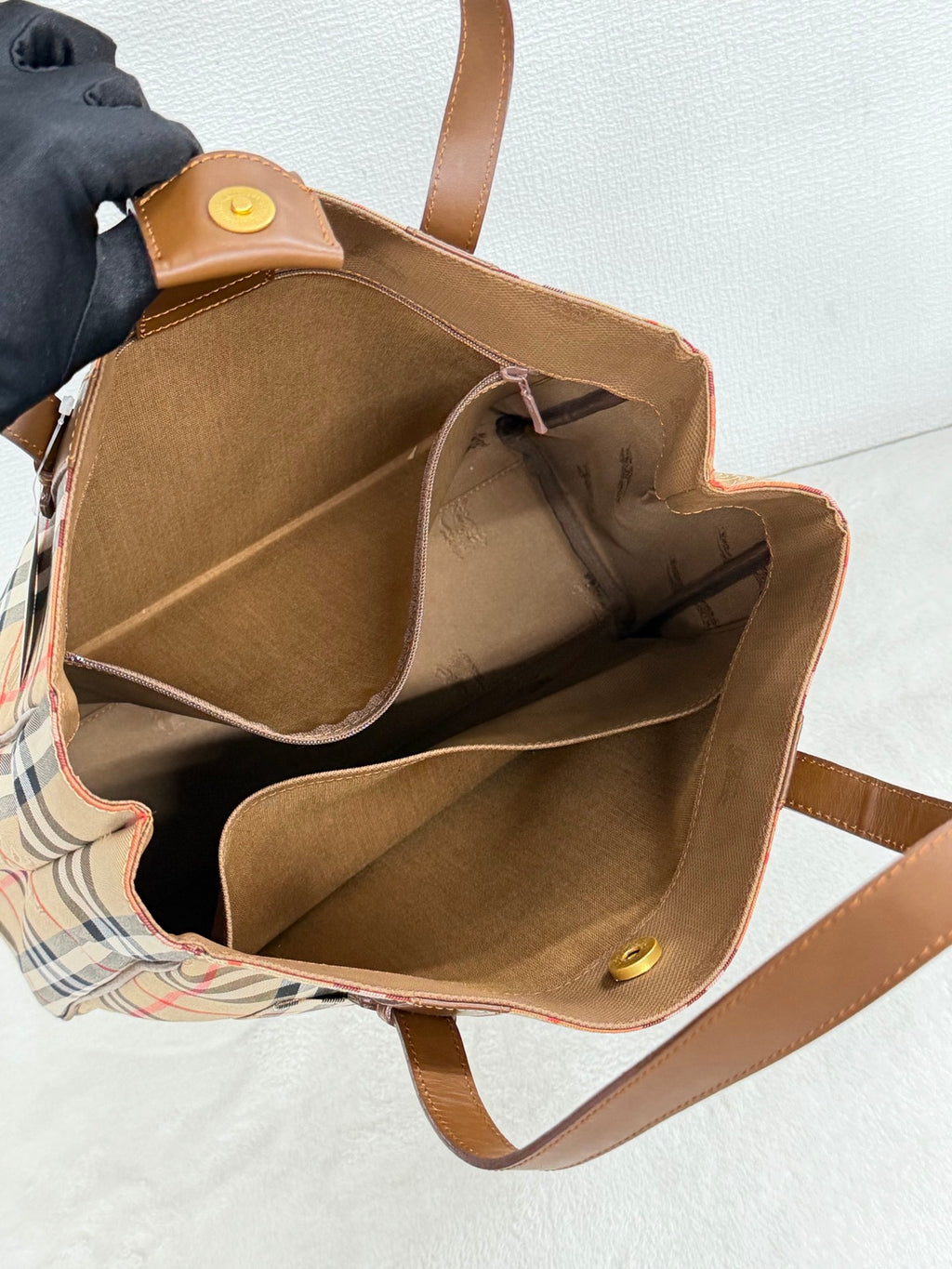 Burberrys Vintage Haymarket Check Tote Bag