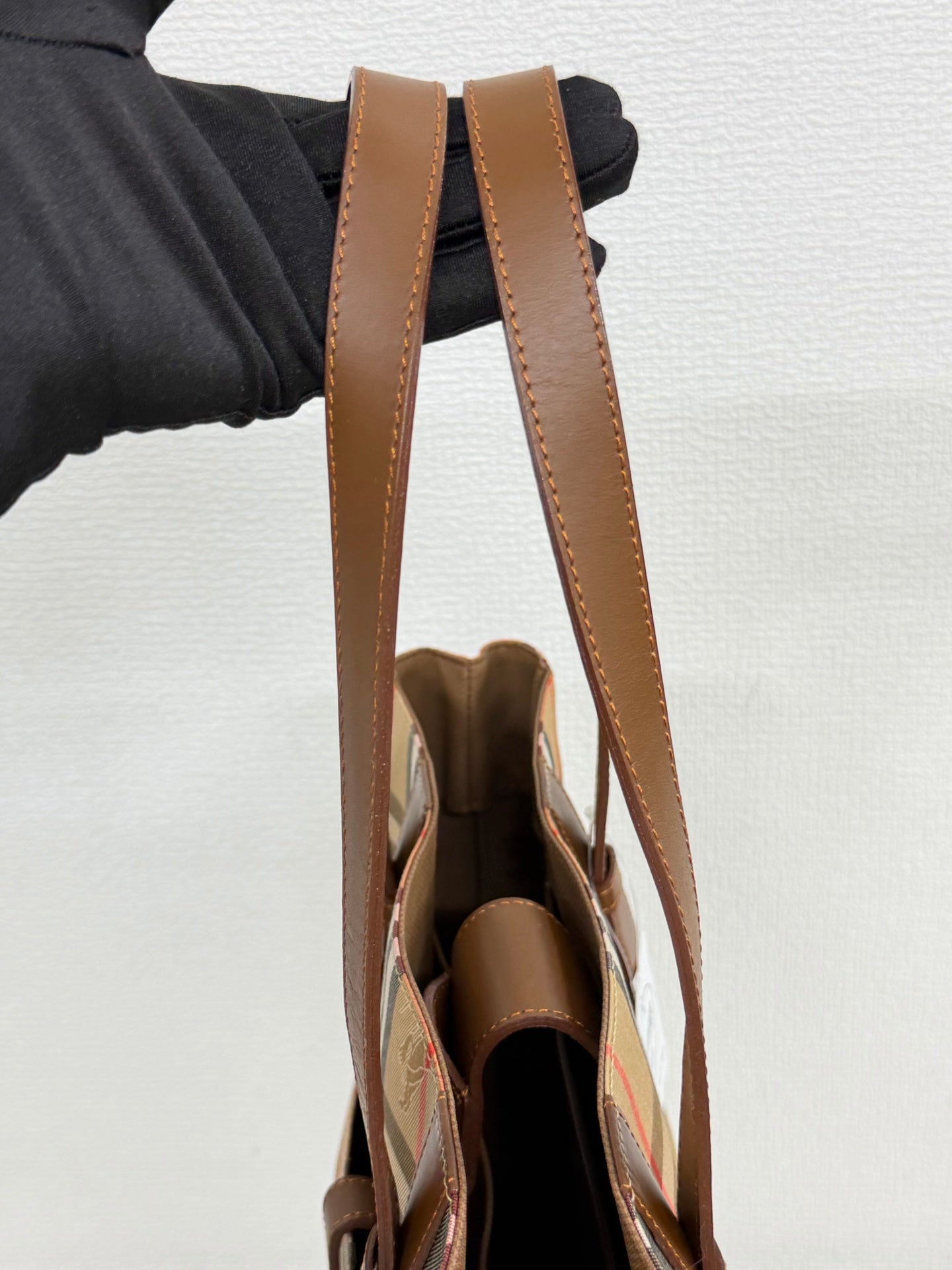Burberrys Vintage Haymarket Check Tote Bag