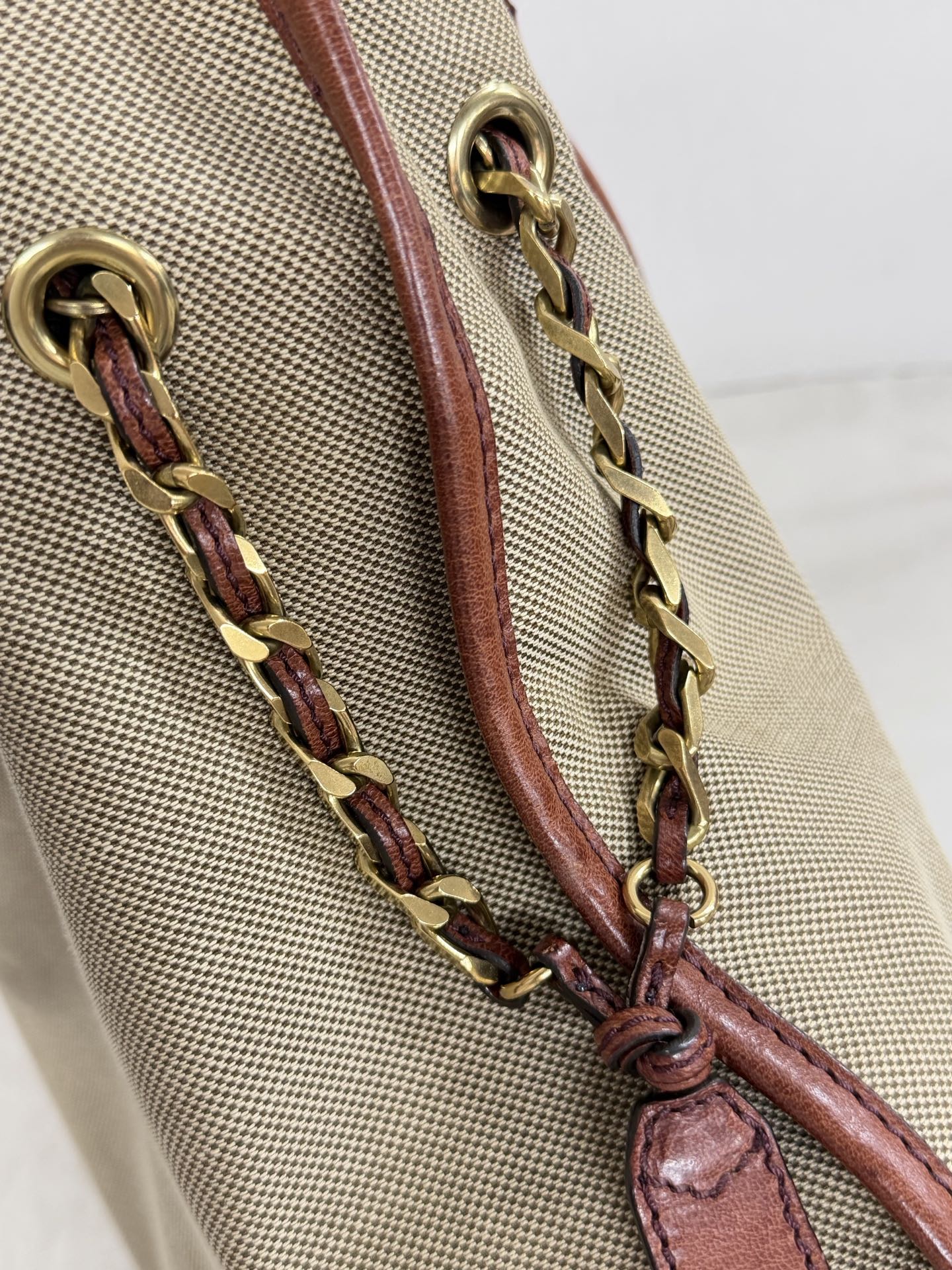 Chloé Vintage Logo Patch Canvas Shoulder Bag