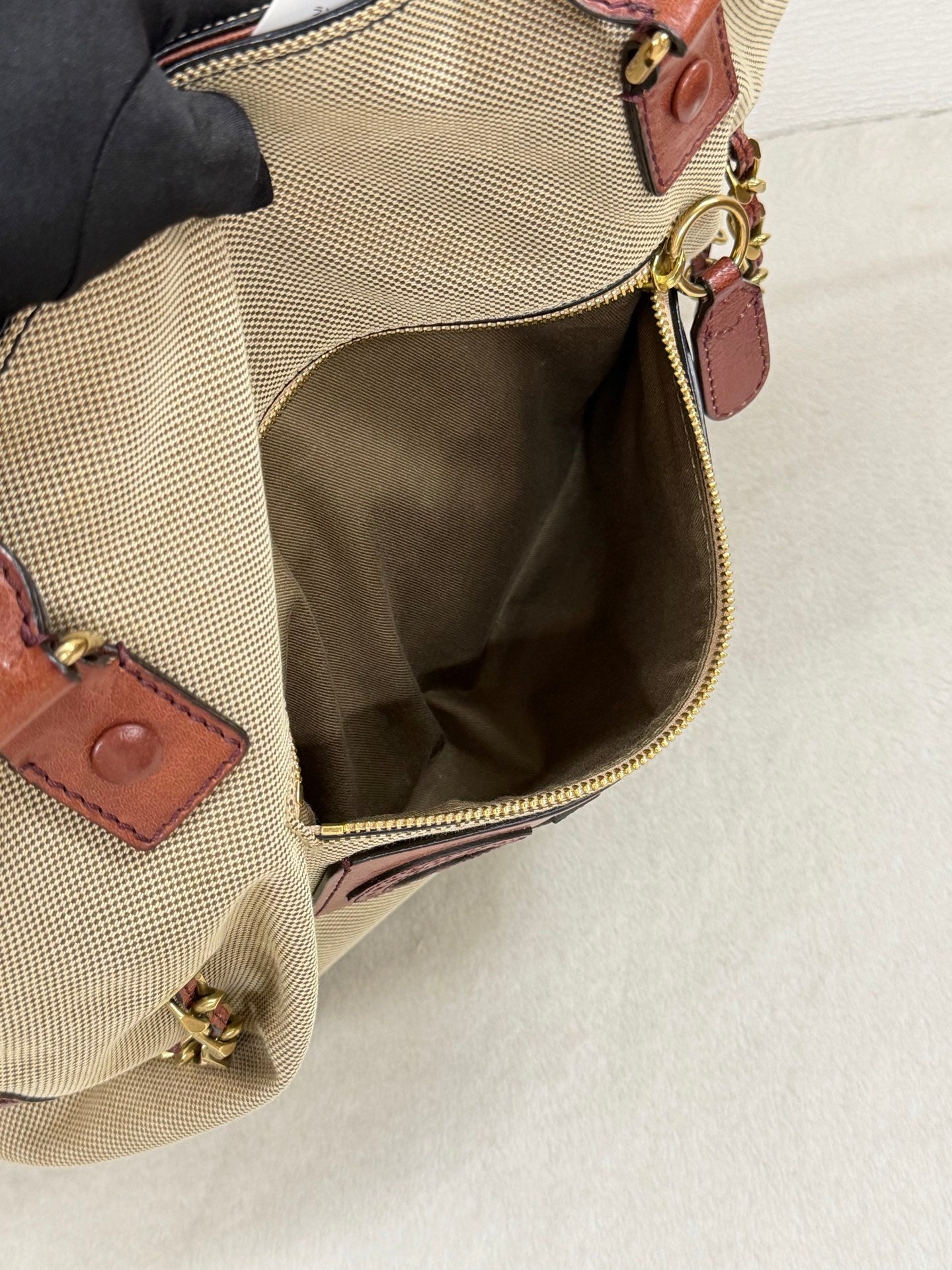 Chloé Vintage Logo Patch Canvas Shoulder Bag