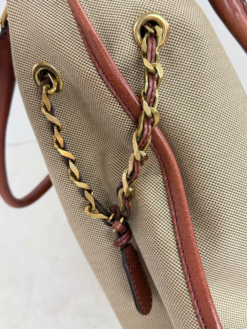 Chloé Vintage Logo Patch Canvas Shoulder Bag
