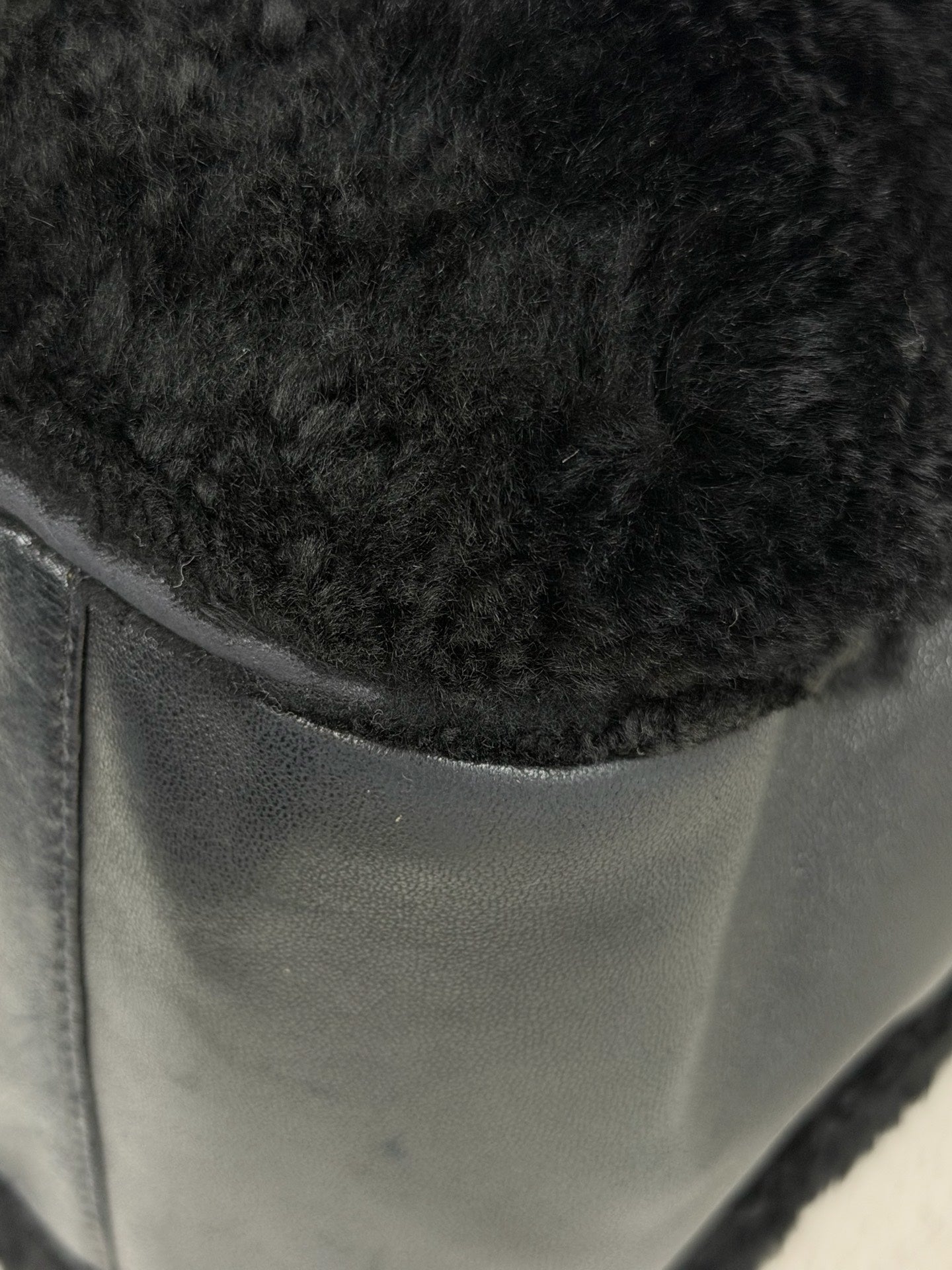 Chanel Vintage Black Rabbit Fur Ring Chain Hobo Bag