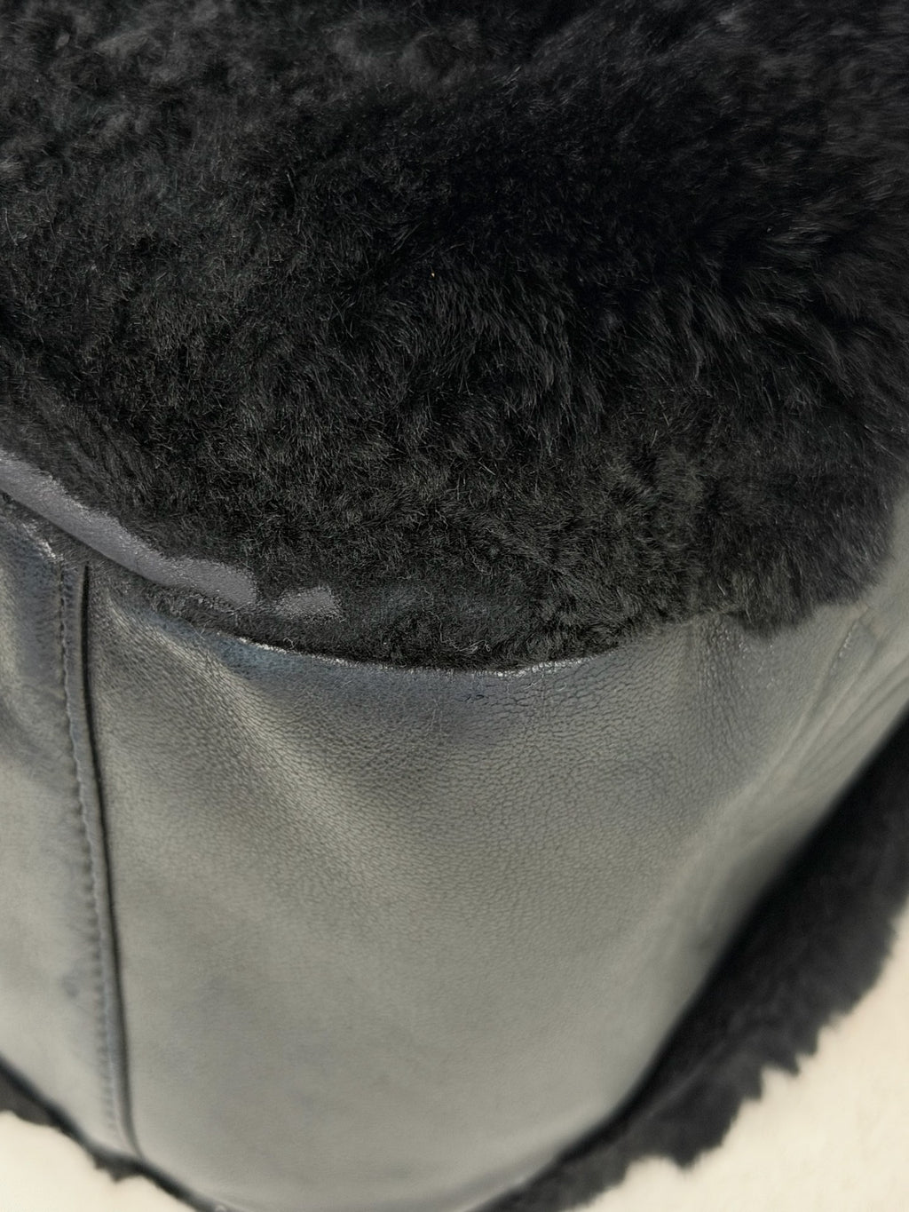 Chanel Vintage Black Rabbit Fur Ring Chain Hobo Bag