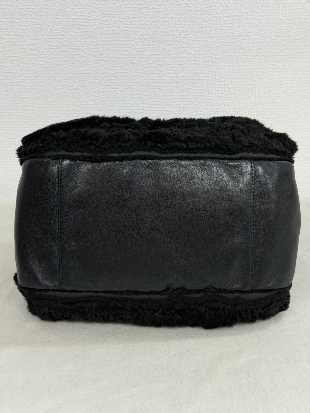 Chanel Vintage Black Rabbit Fur Ring Chain Hobo Bag