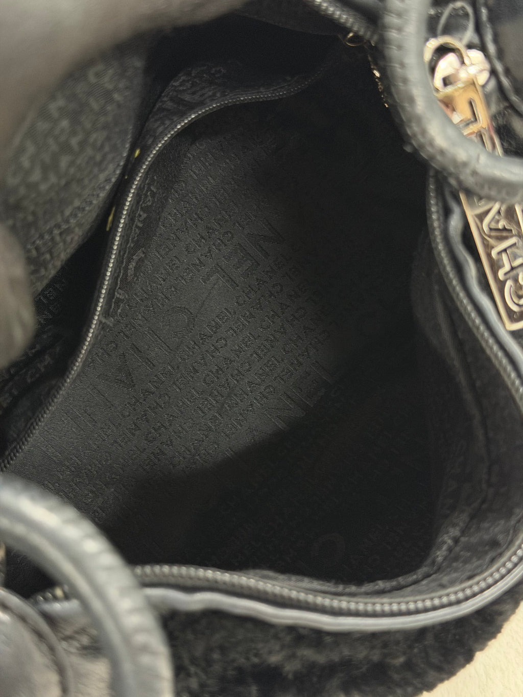 Chanel Vintage Black Rabbit Fur Ring Chain Hobo Bag