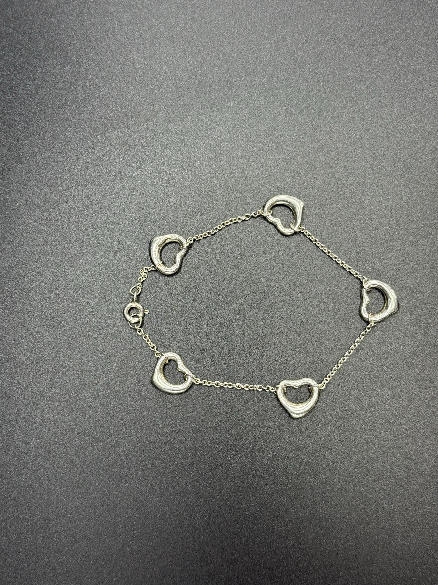 Tiffany & Co. Elsa Peretti 5 Open Heart Bracelet in Sterling Silver