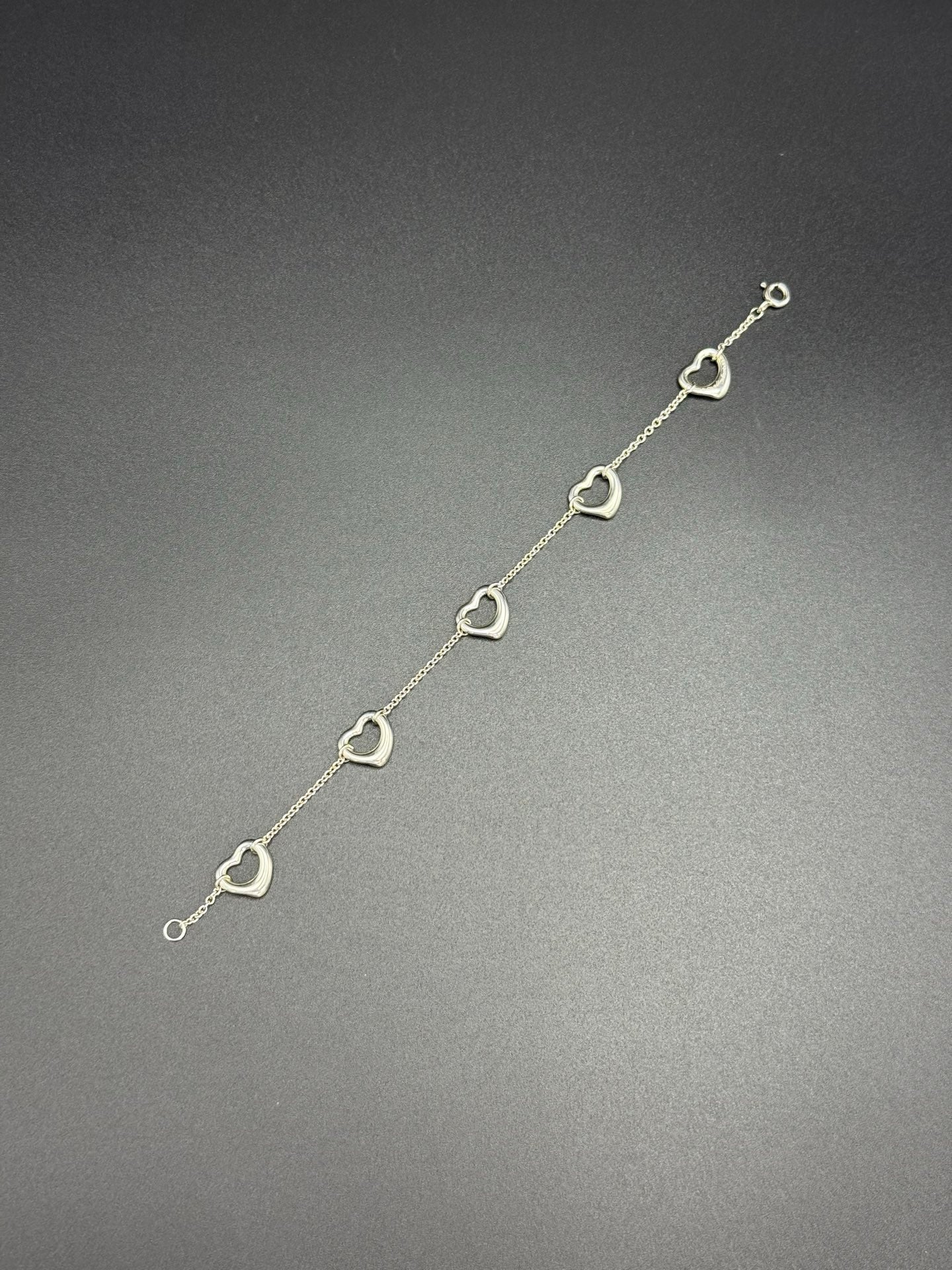Tiffany & Co. Elsa Peretti 5 Open Heart Bracelet in Sterling Silver