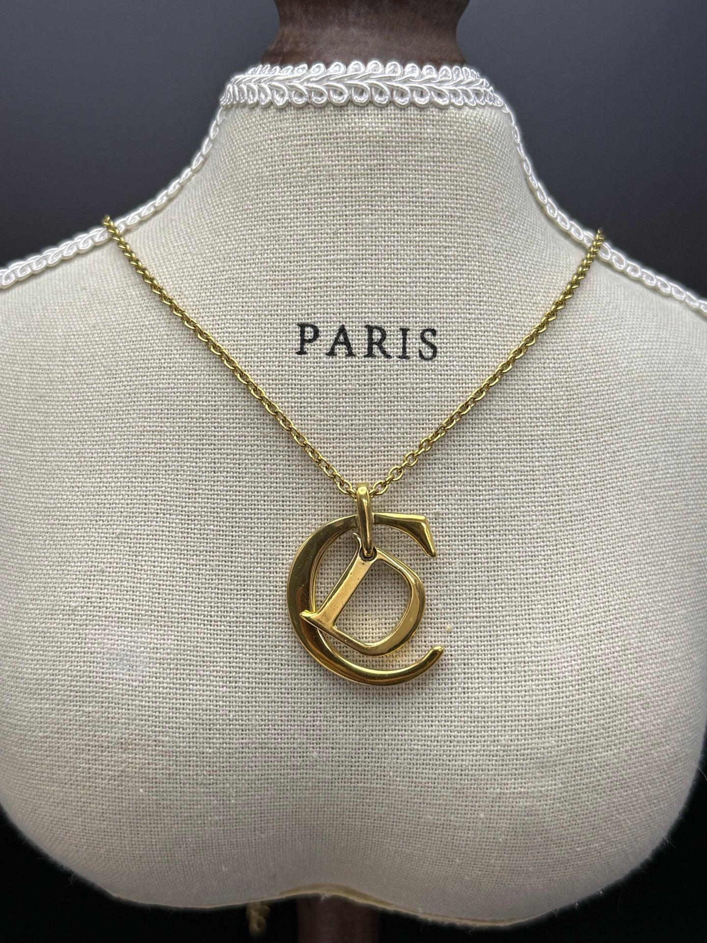 Christian Dior Vintage Large CD Monogram Necklace