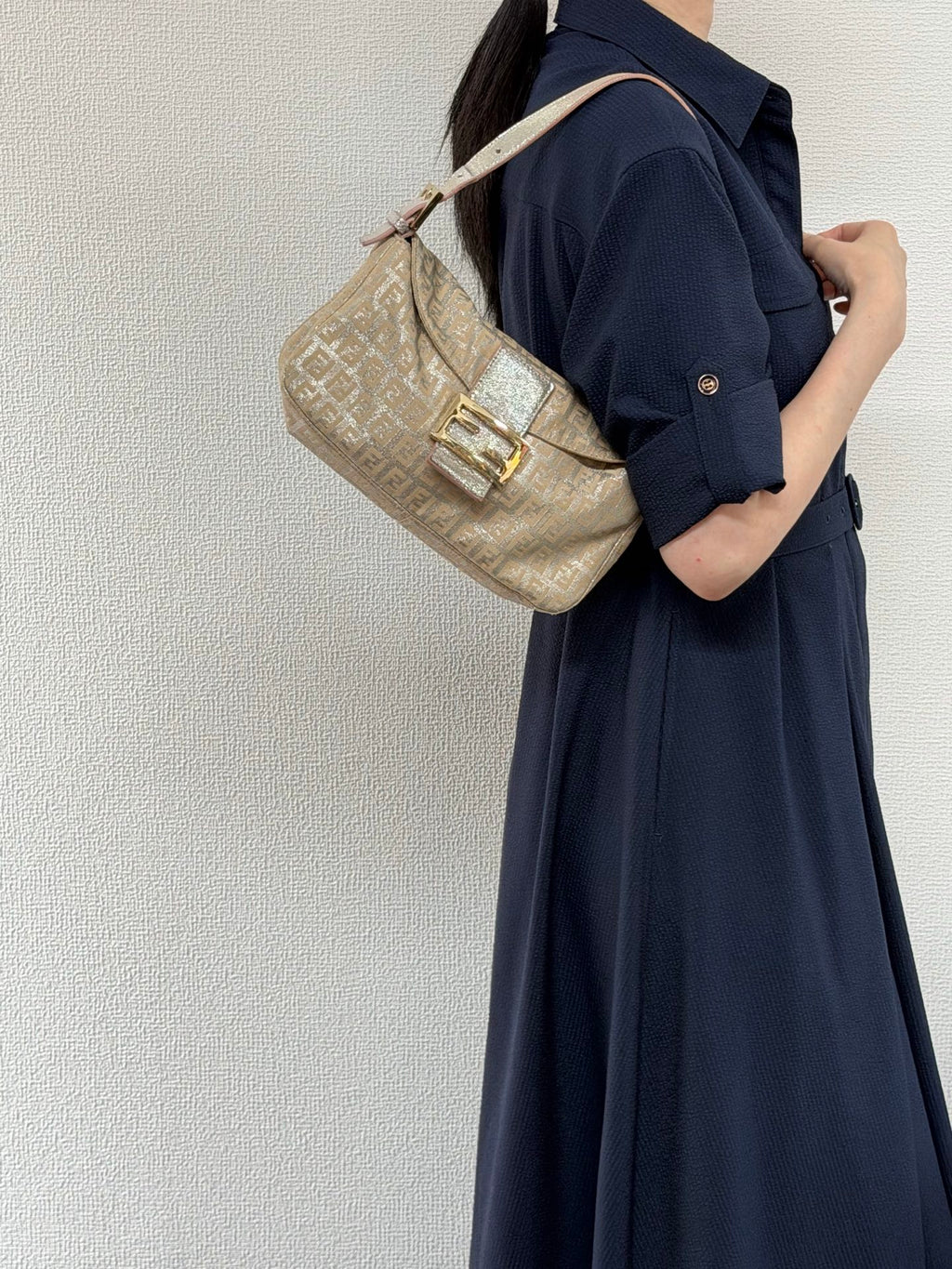 Fendi Zucchino Glitter Shimmer Mamma Baguette