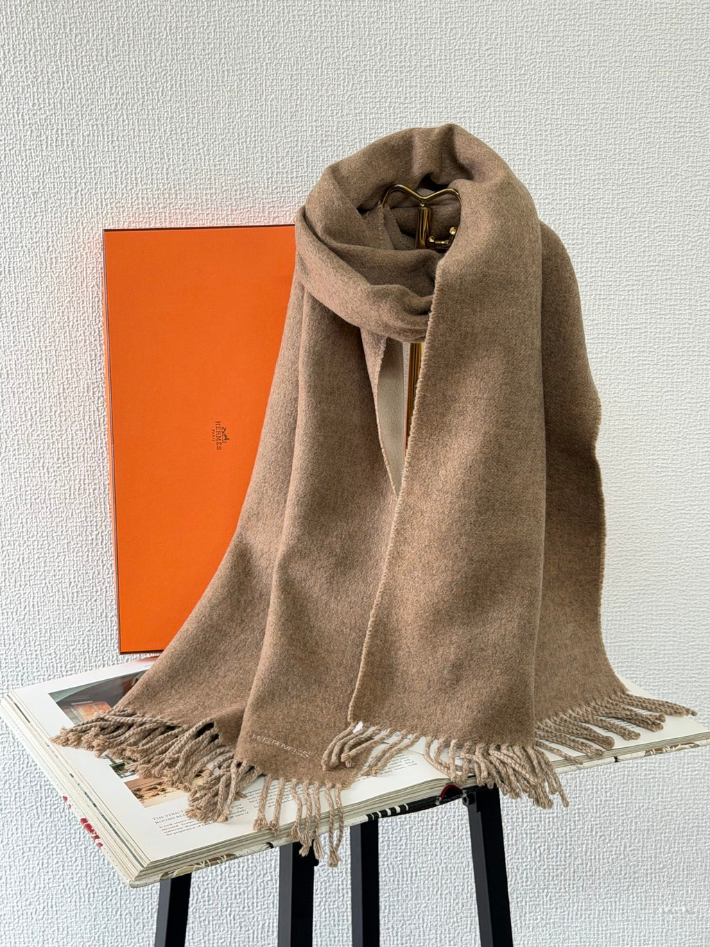 Hermès Classic Cashmere Scarf in Marron Glacé / Étoupe