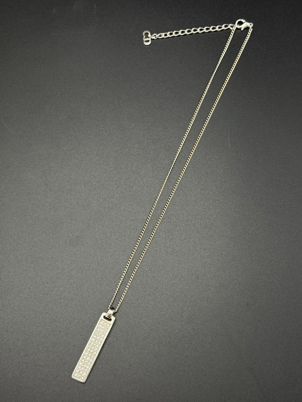 Christian Dior Vintage Pave Crystal Vertical Plate Necklace
