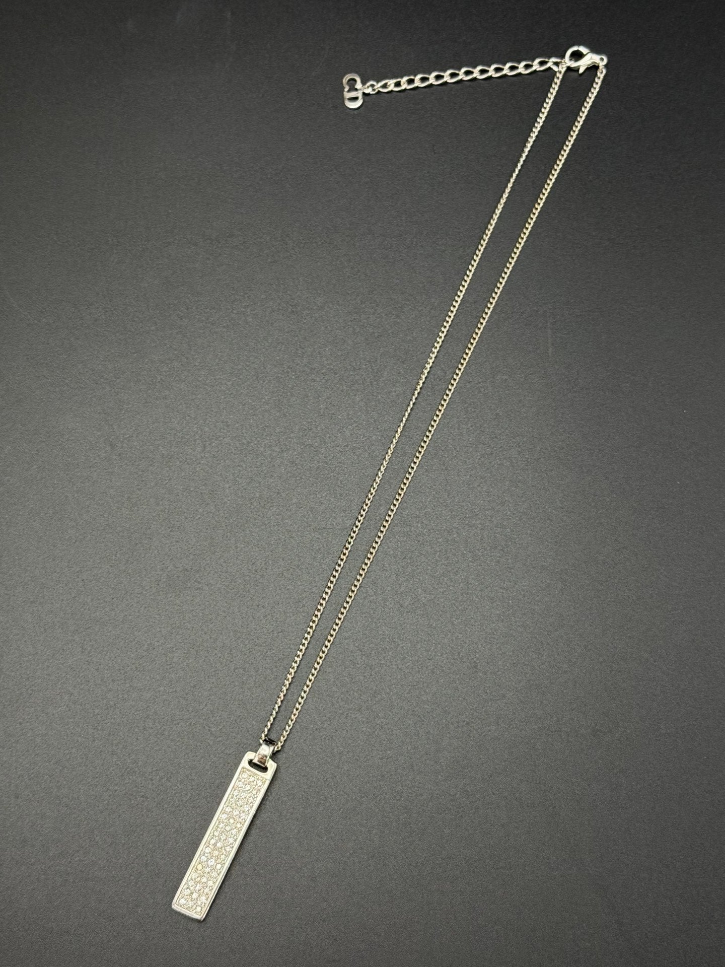 Christian Dior Vintage Pave Crystal Vertical Plate Necklace