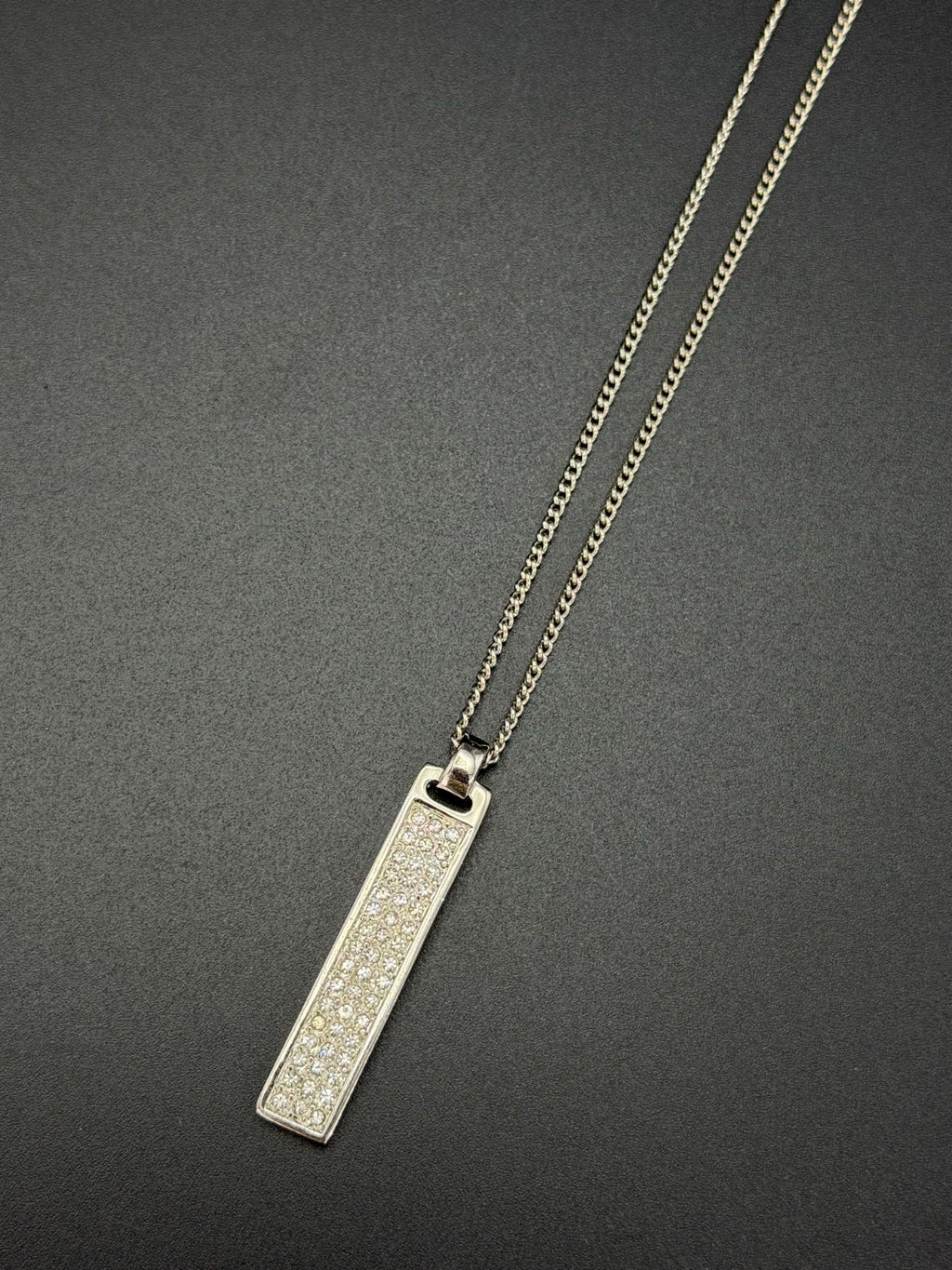 Christian Dior Vintage Pave Crystal Vertical Plate Necklace