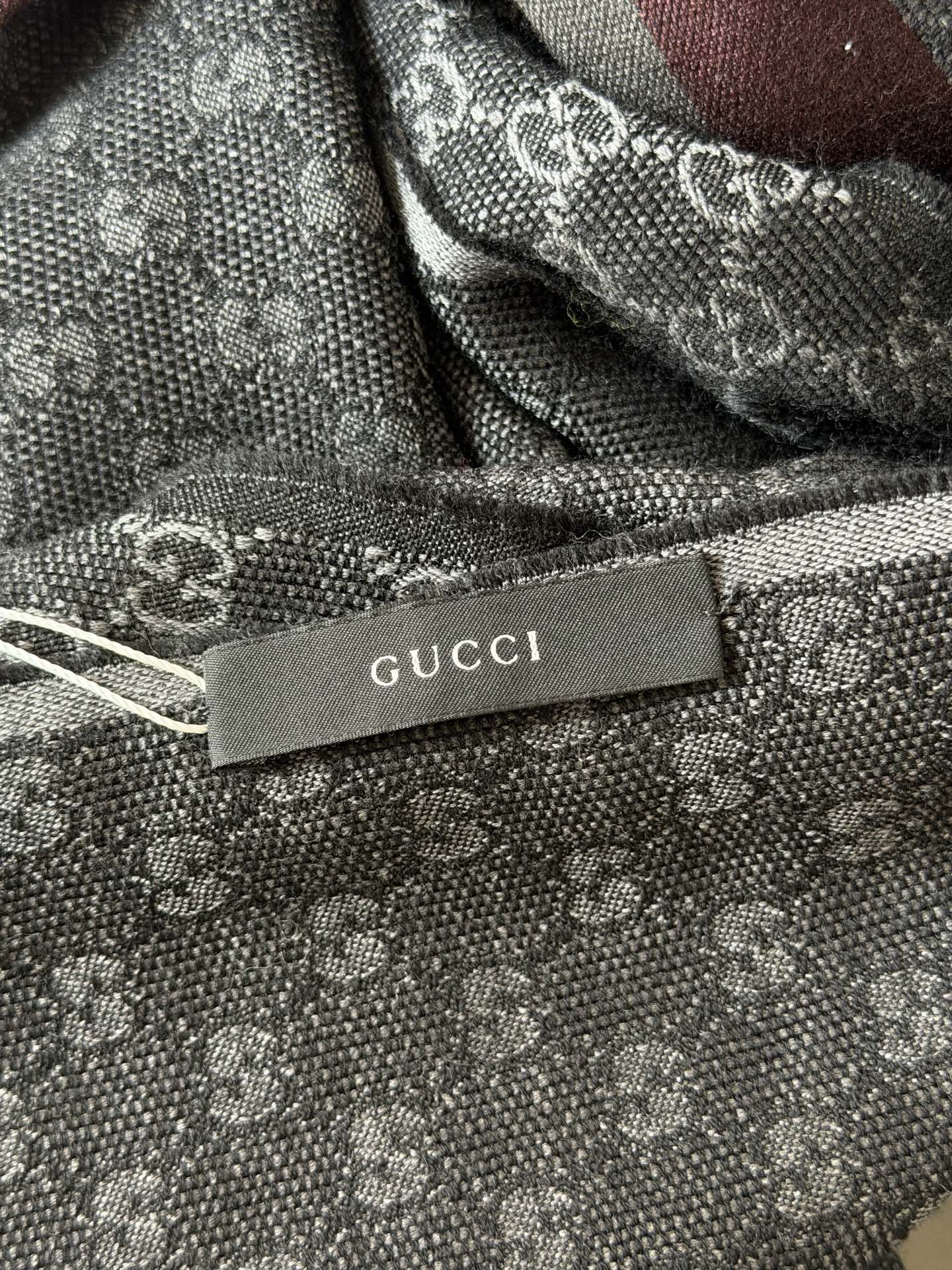 Gucci Wool Silk GG Monogram Web Verbier Scarf