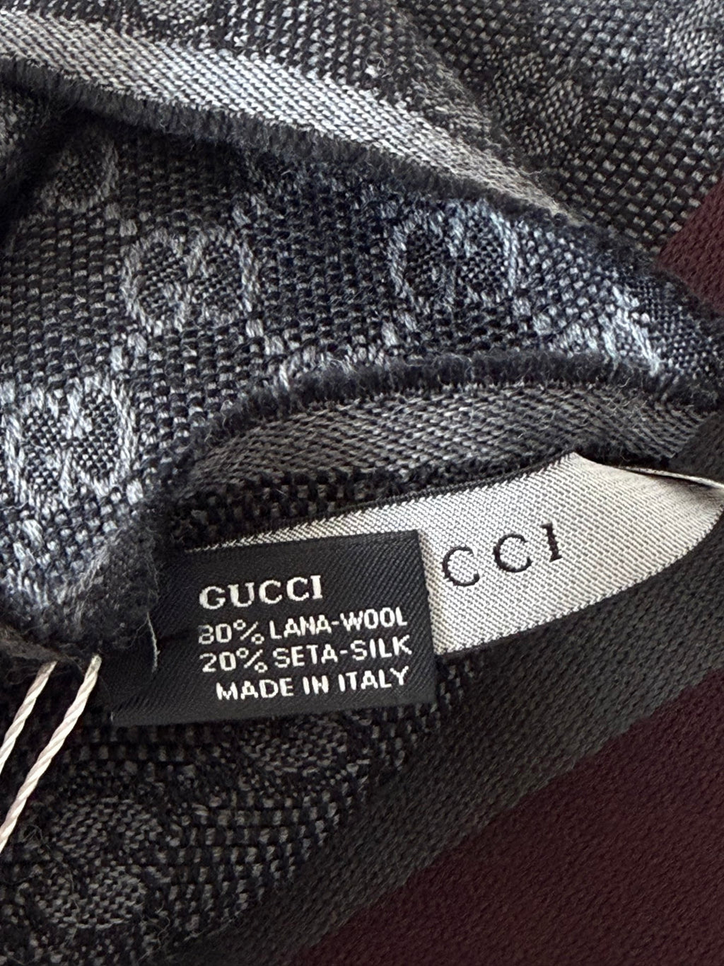 Gucci Wool Silk GG Monogram Web Verbier Scarf