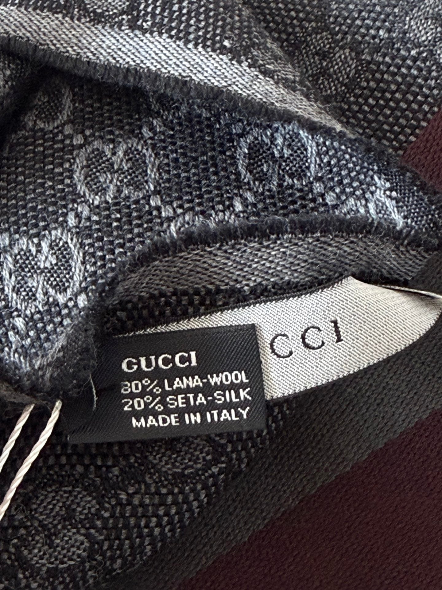 Gucci Wool Silk GG Monogram Web Verbier Scarf